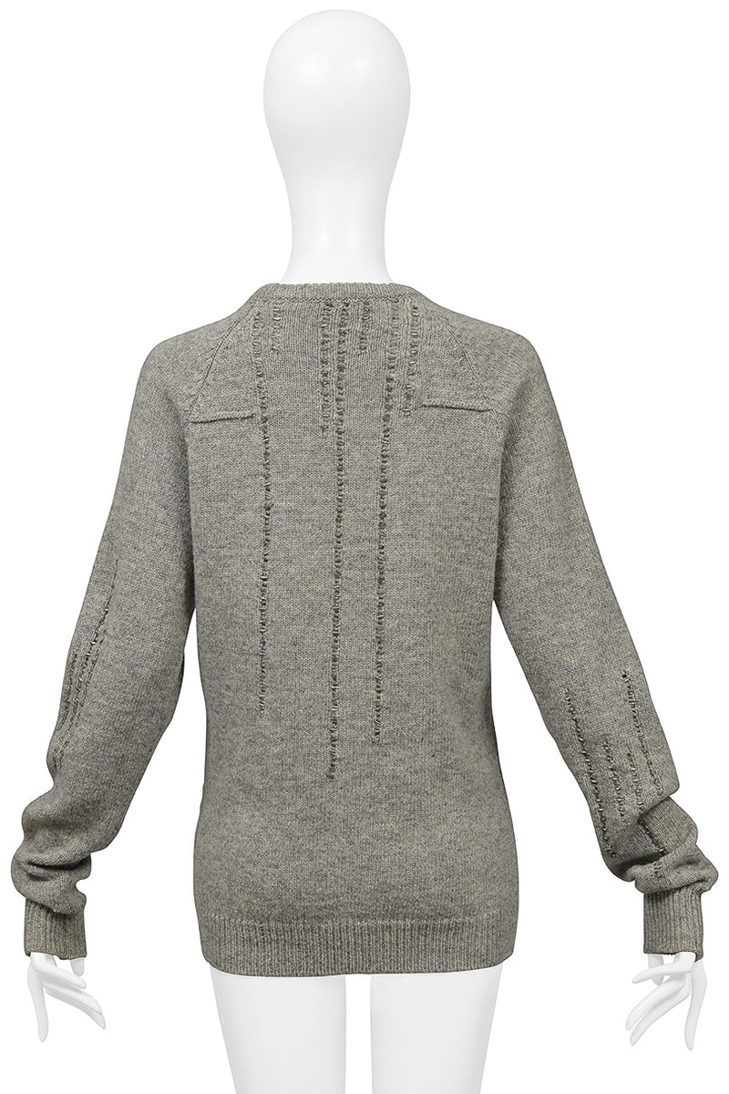 DIOR BY HEDI SLIMANE MENS GREY WOOL SWEATER WITH SILVER DETAILING