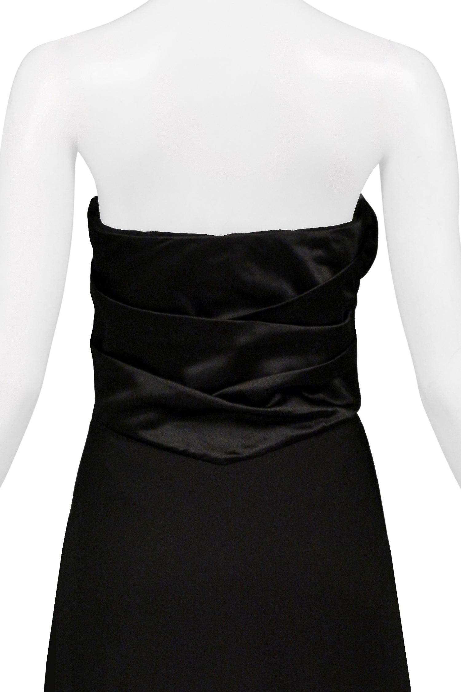 CHRISTIAN DIOR BY JOHN GALLIANO BLACK EVENING GOWN WITH ROSETTES & RHINESTONES 2008 RESORT