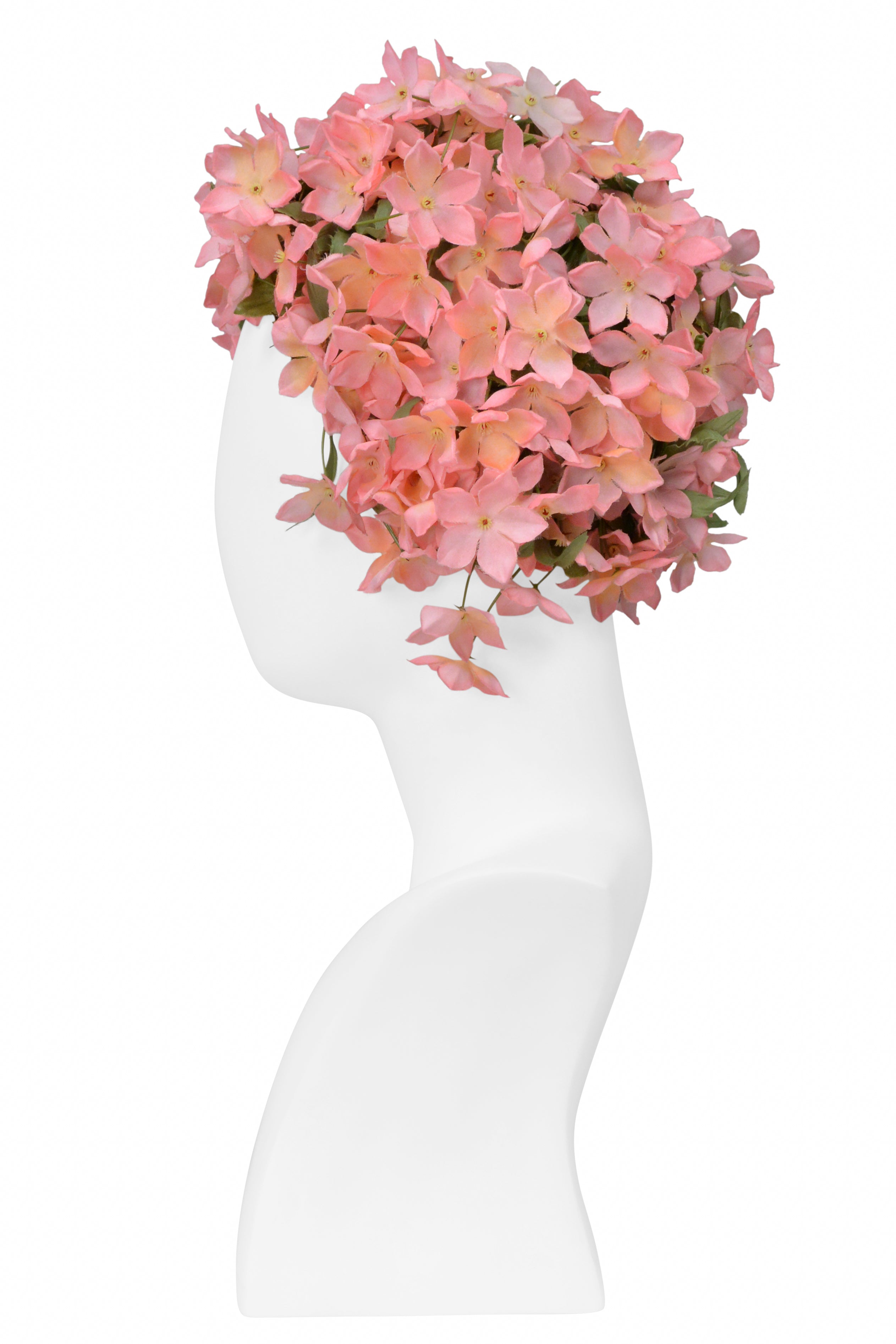 CHRISTIAN DIOR I. MAGNIN PINK FLORAL BEEHIVE TURBAN HAT