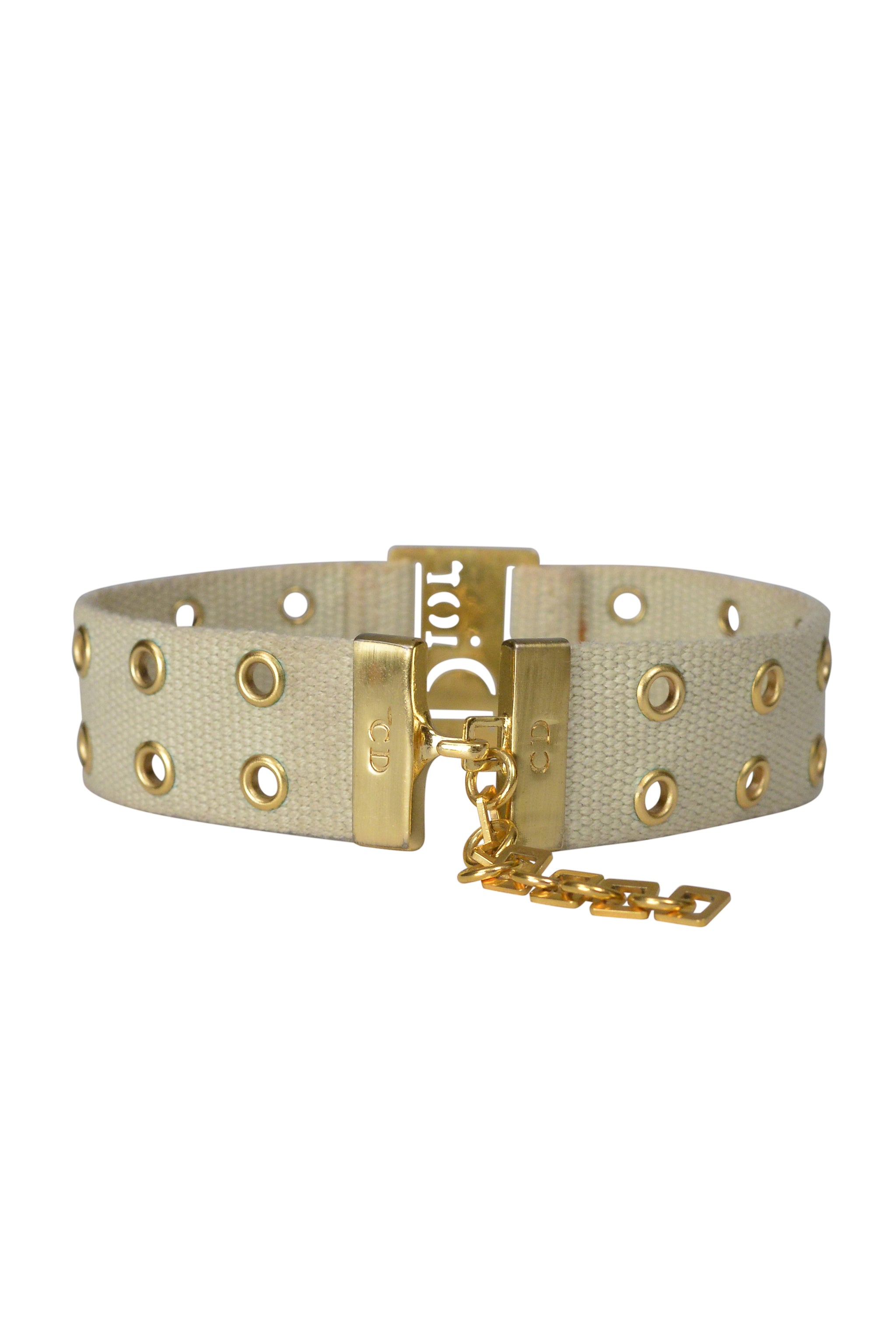 DIOR LOGO KHAKI CHOKER NECKLACE