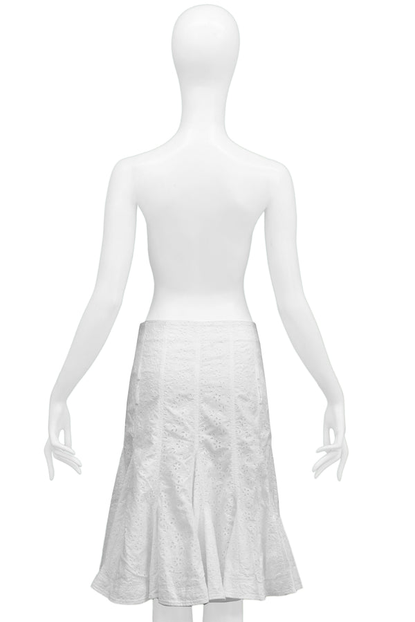 CHRISTIAN DIOR BY JOHN GALLIANO WHITE EYELET LACE SKIRT