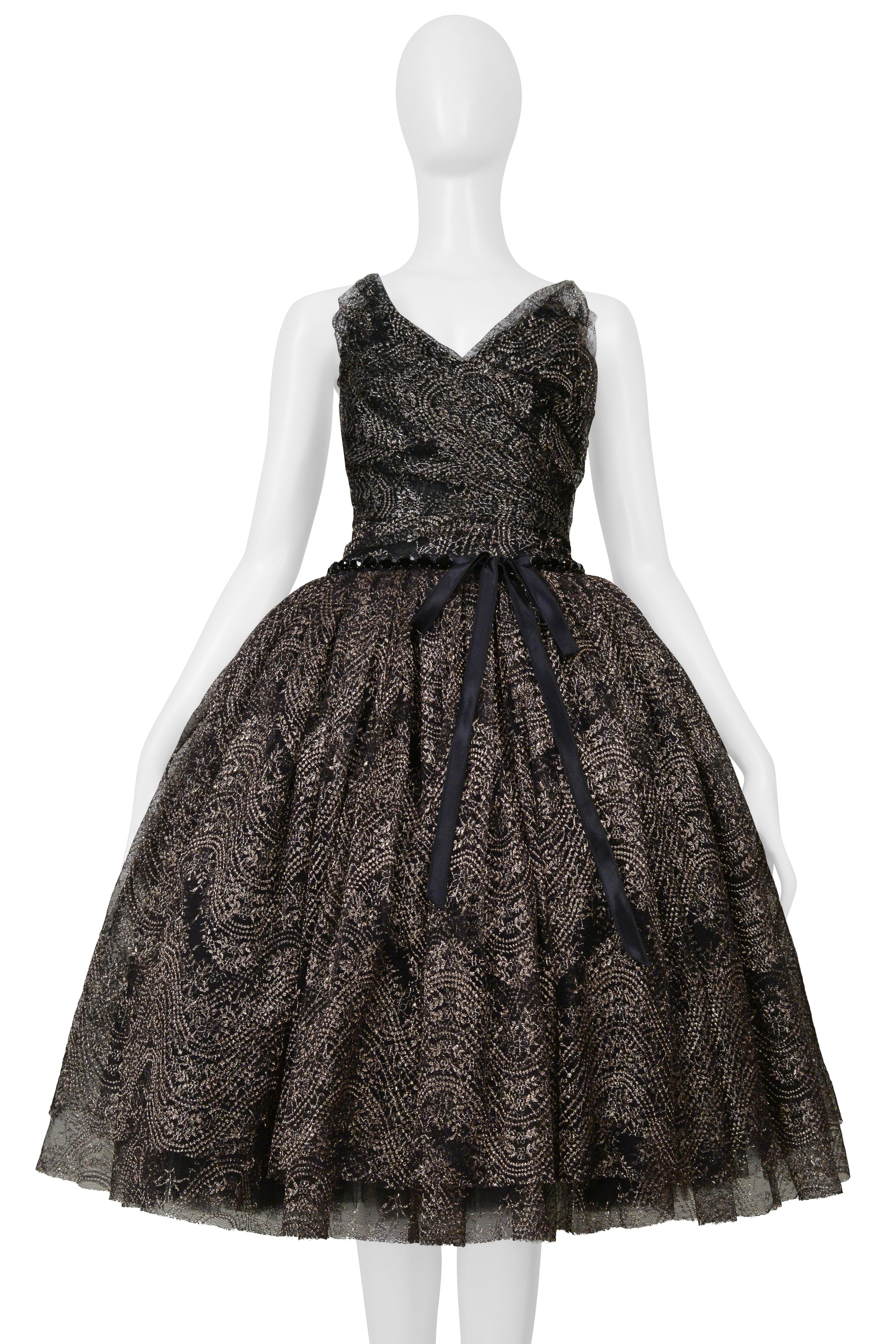 DOLCE & GABBANA BLACK & GOLD LACE PARTY DRESS 2012