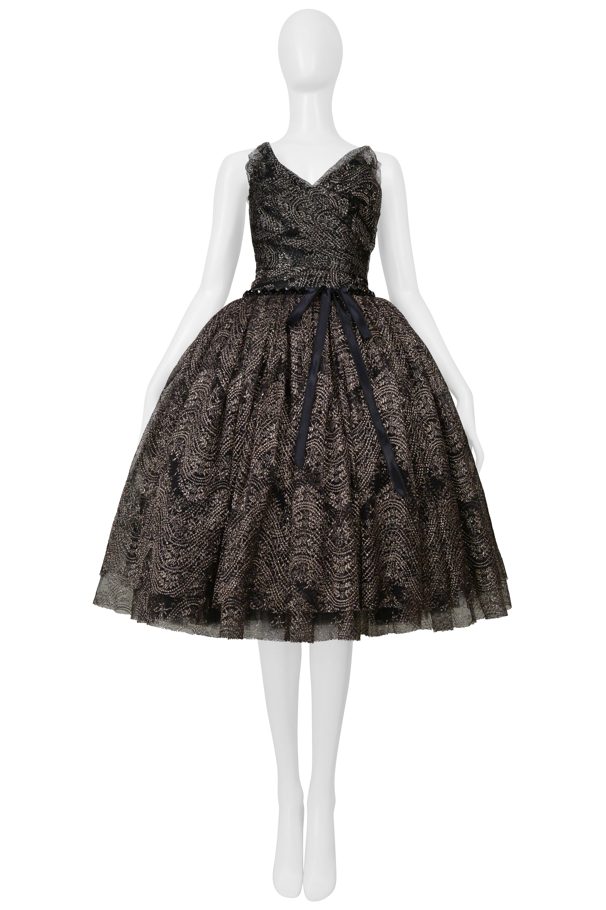 DOLCE & GABBANA BLACK & GOLD LACE PARTY DRESS 2012