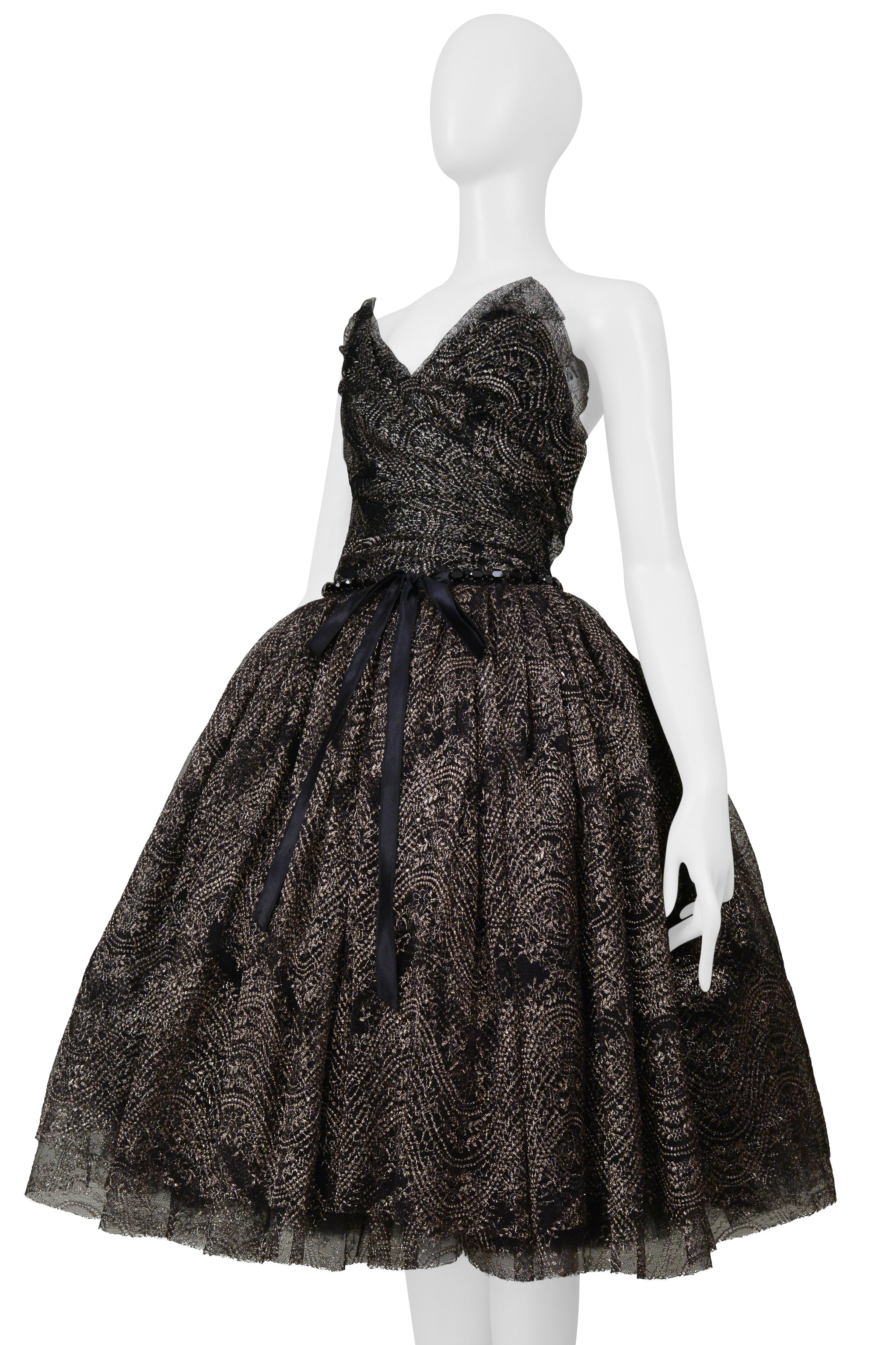 DOLCE & GABBANA BLACK & GOLD LACE PARTY DRESS 2012