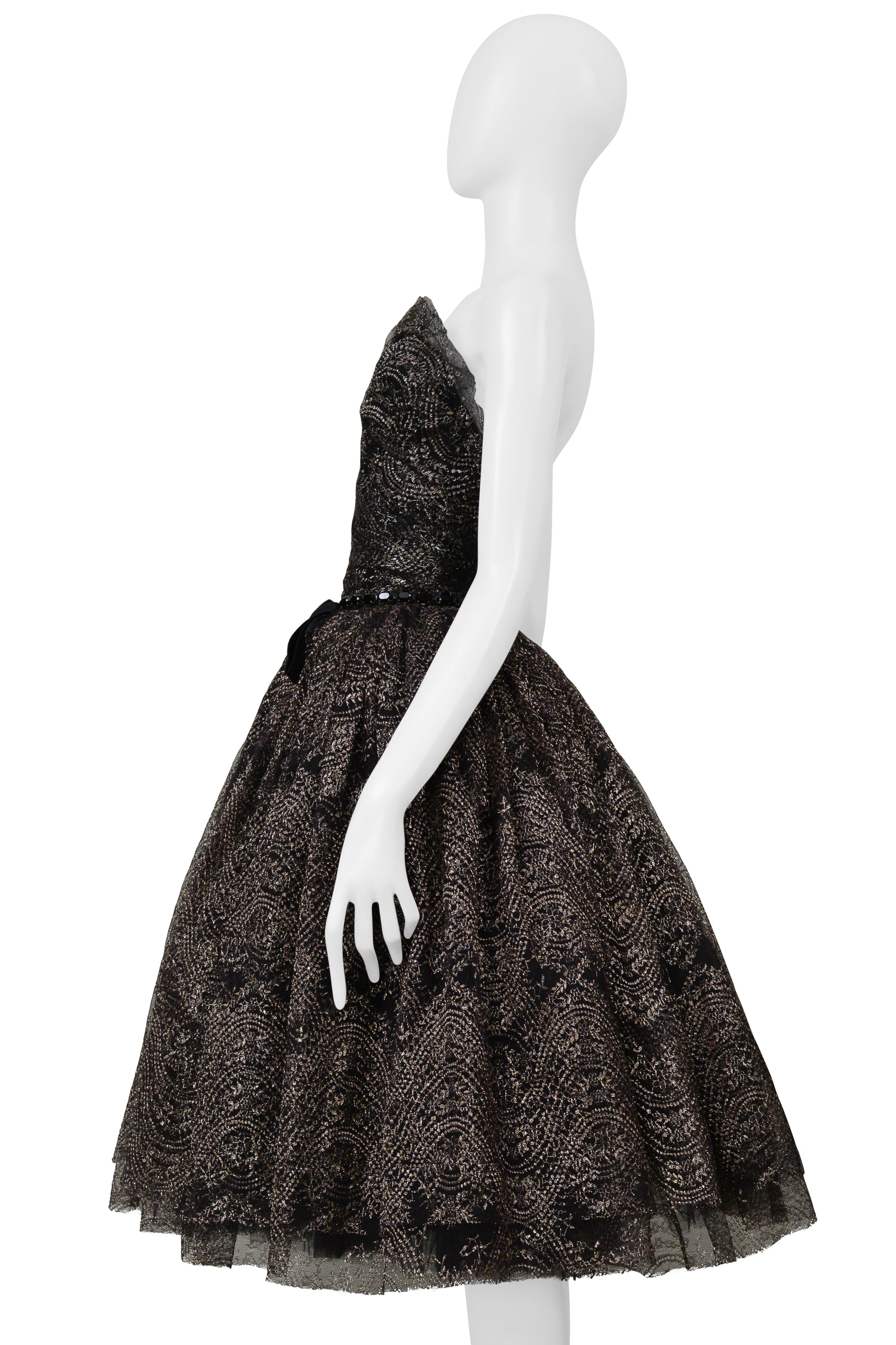 DOLCE & GABBANA BLACK & GOLD LACE PARTY DRESS 2012