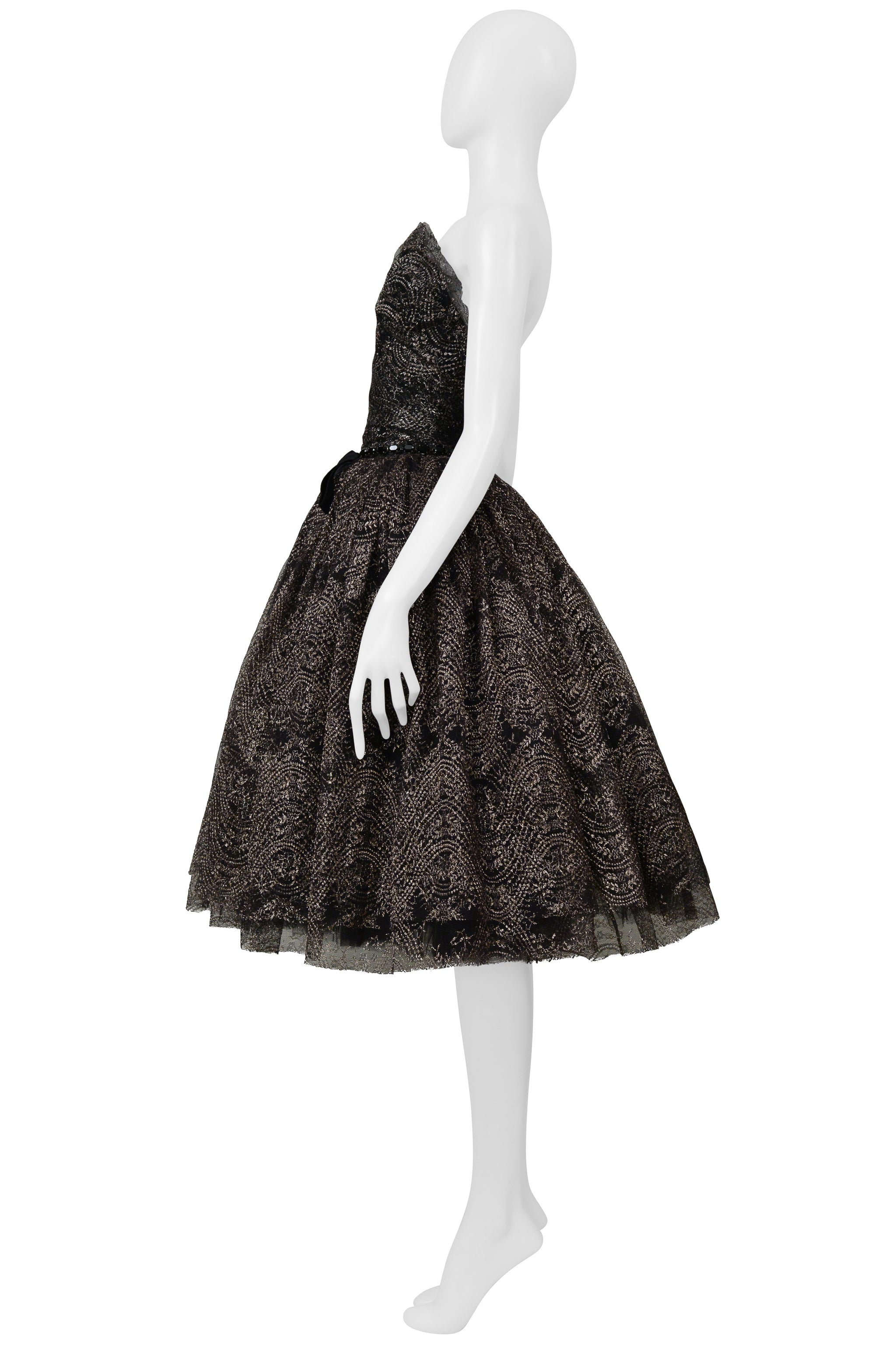 DOLCE & GABBANA BLACK & GOLD LACE PARTY DRESS 2012