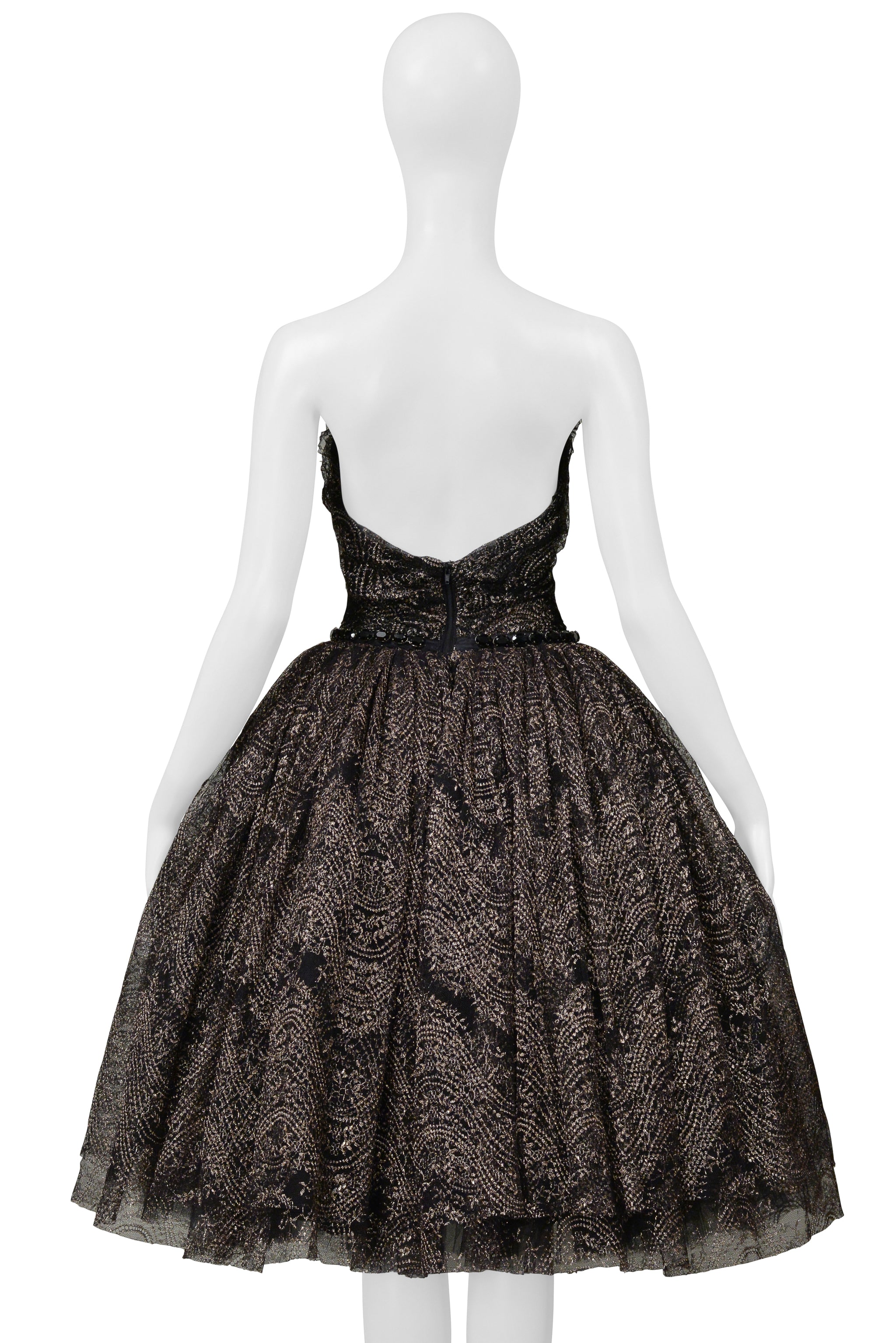 DOLCE & GABBANA BLACK & GOLD LACE PARTY DRESS 2012