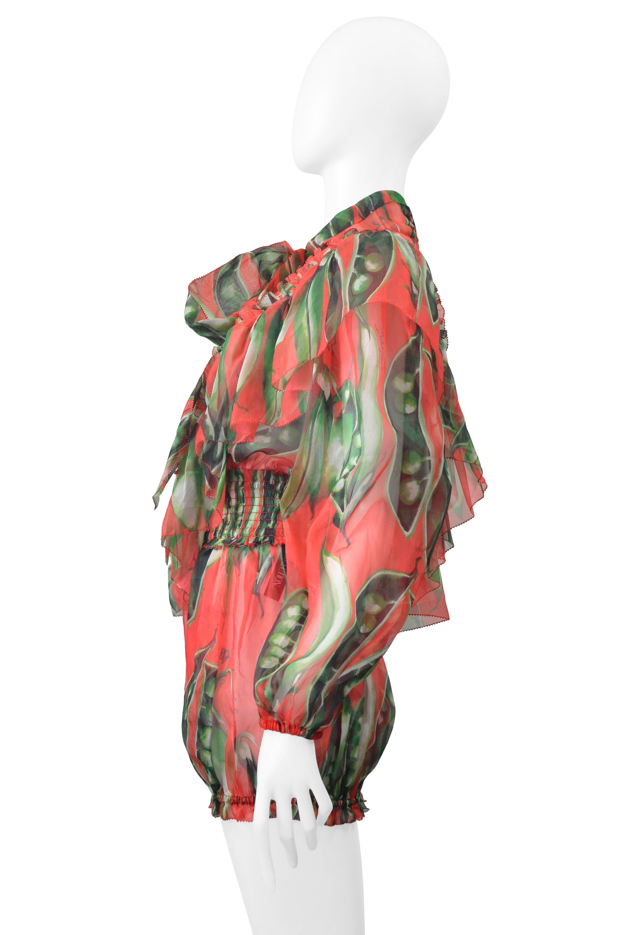 DOLCE & GABBANA RED ORGANZA FLORAL ROMPER WITH RUFFLES 2018