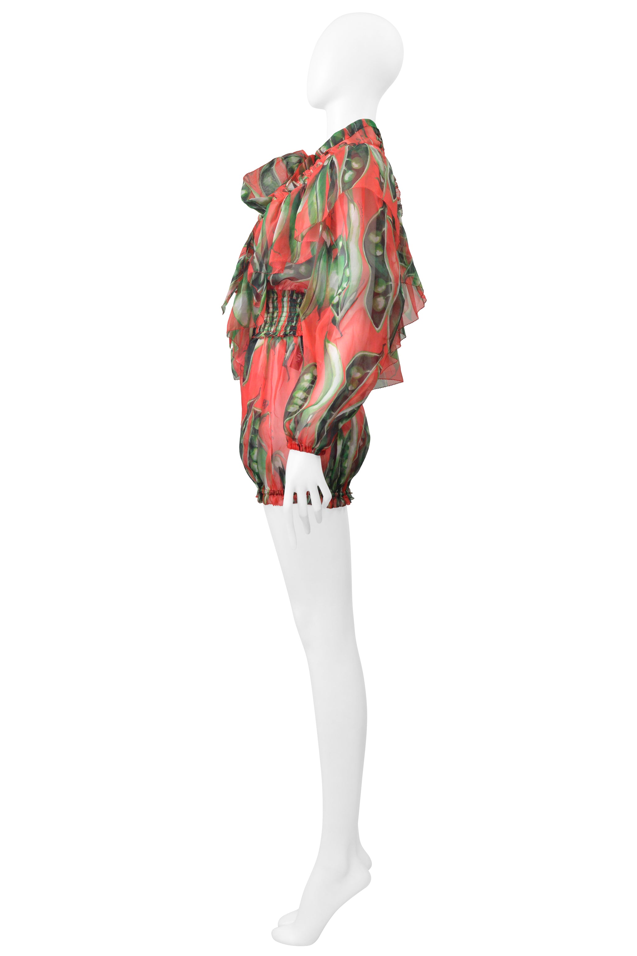 DOLCE & GABBANA RED ORGANZA FLORAL ROMPER WITH RUFFLES 2018