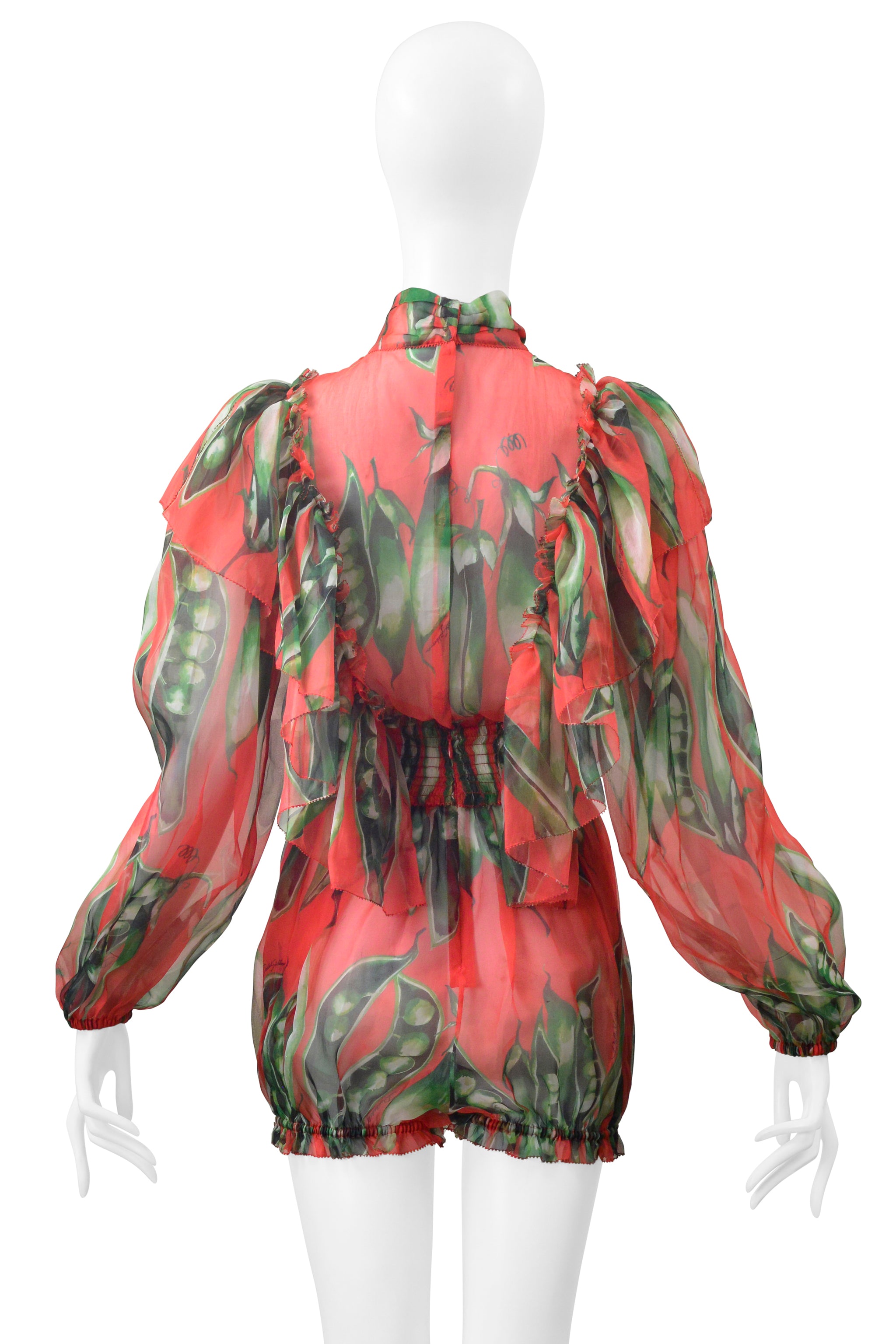 DOLCE & GABBANA RED ORGANZA FLORAL ROMPER WITH RUFFLES 2018