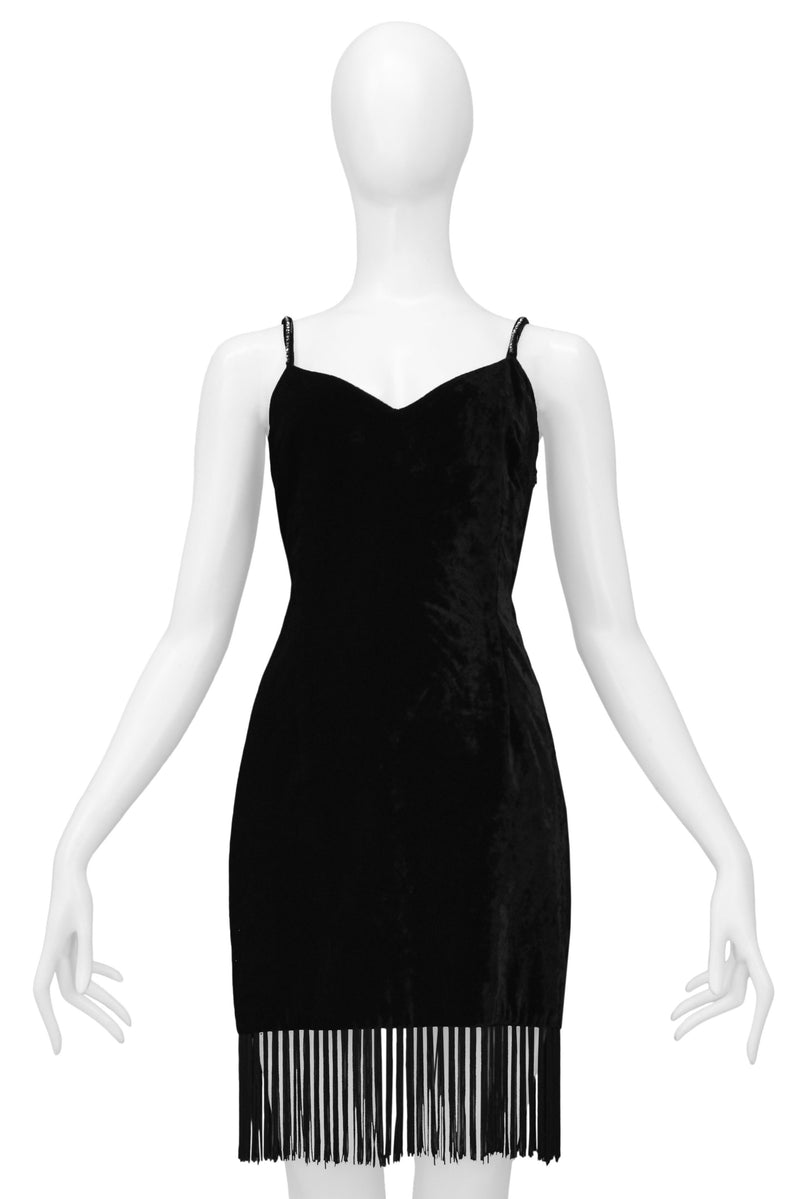 Black Velvet Strapless Crystal Buckle Mini Dress