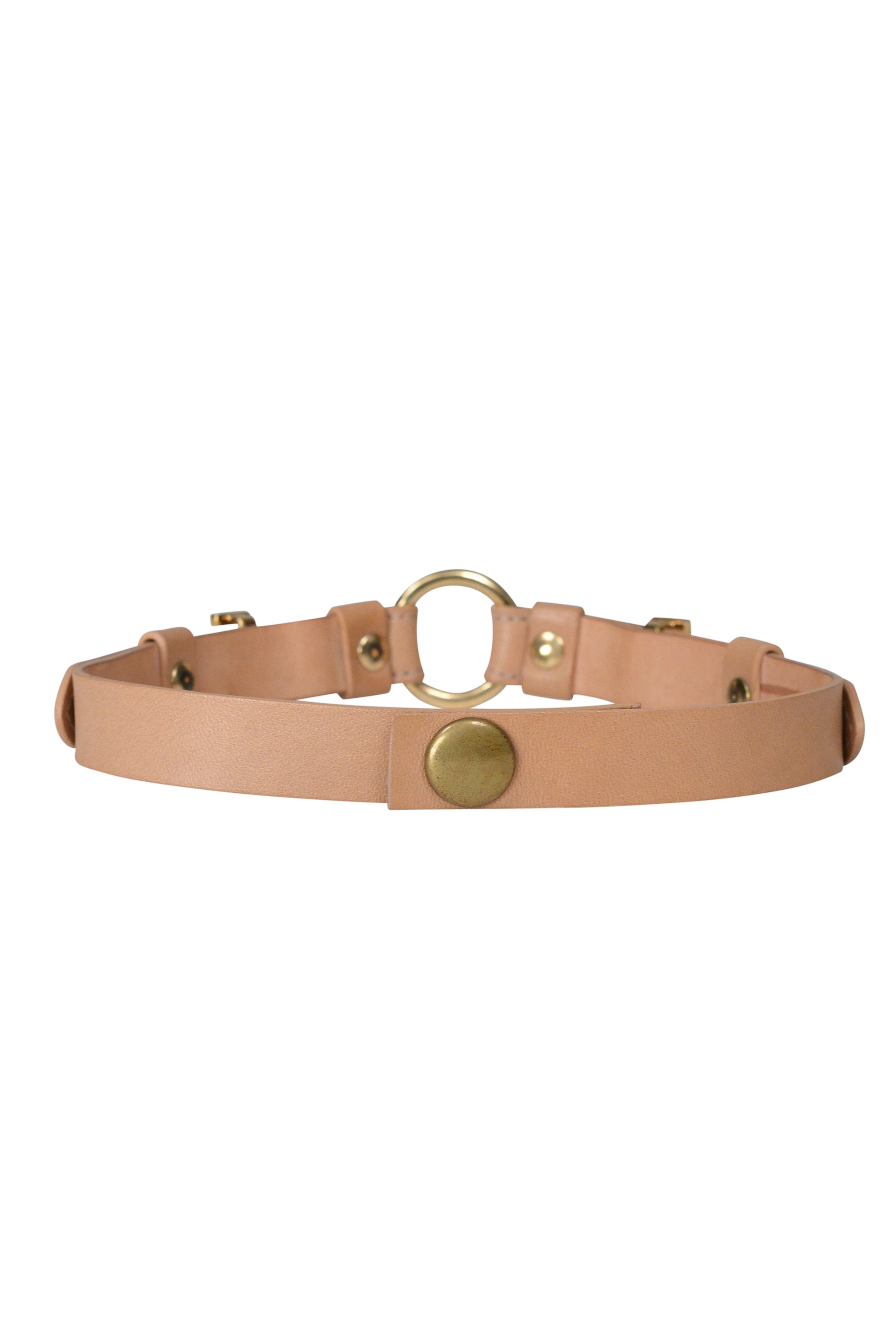 DOLCE & GABBANA BROWN LEATHER CHOKER W GOLD HARDWARE