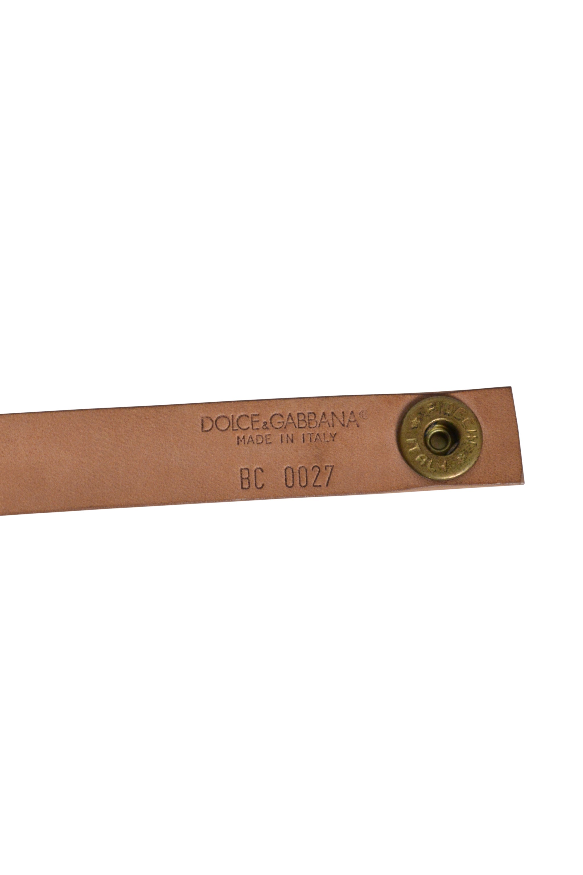 DOLCE & GABBANA BROWN LEATHER CHOKER W GOLD HARDWARE
