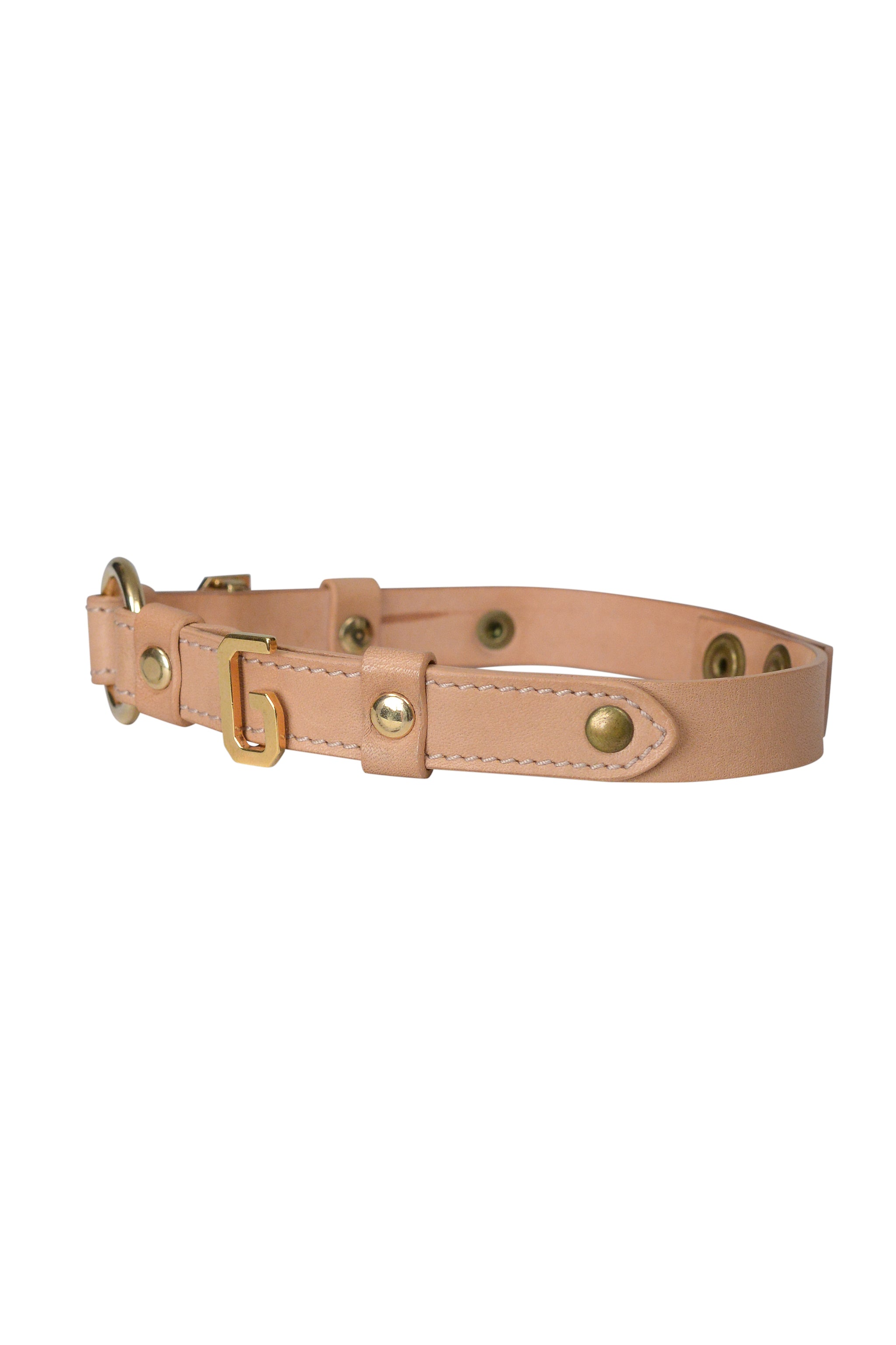 DOLCE & GABBANA BROWN LEATHER CHOKER W GOLD HARDWARE