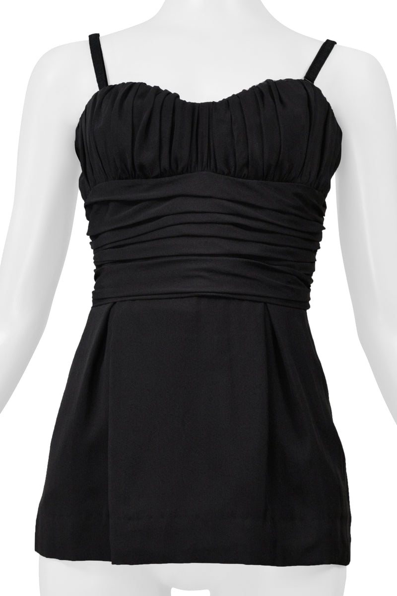 DOLCE AND GABBANA D&G BLACK PLEATED CORSET TOP WITH  WHITE BACK