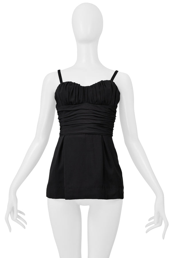 DOLCE AND GABBANA D&G BLACK PLEATED CORSET TOP WITH  WHITE BACK