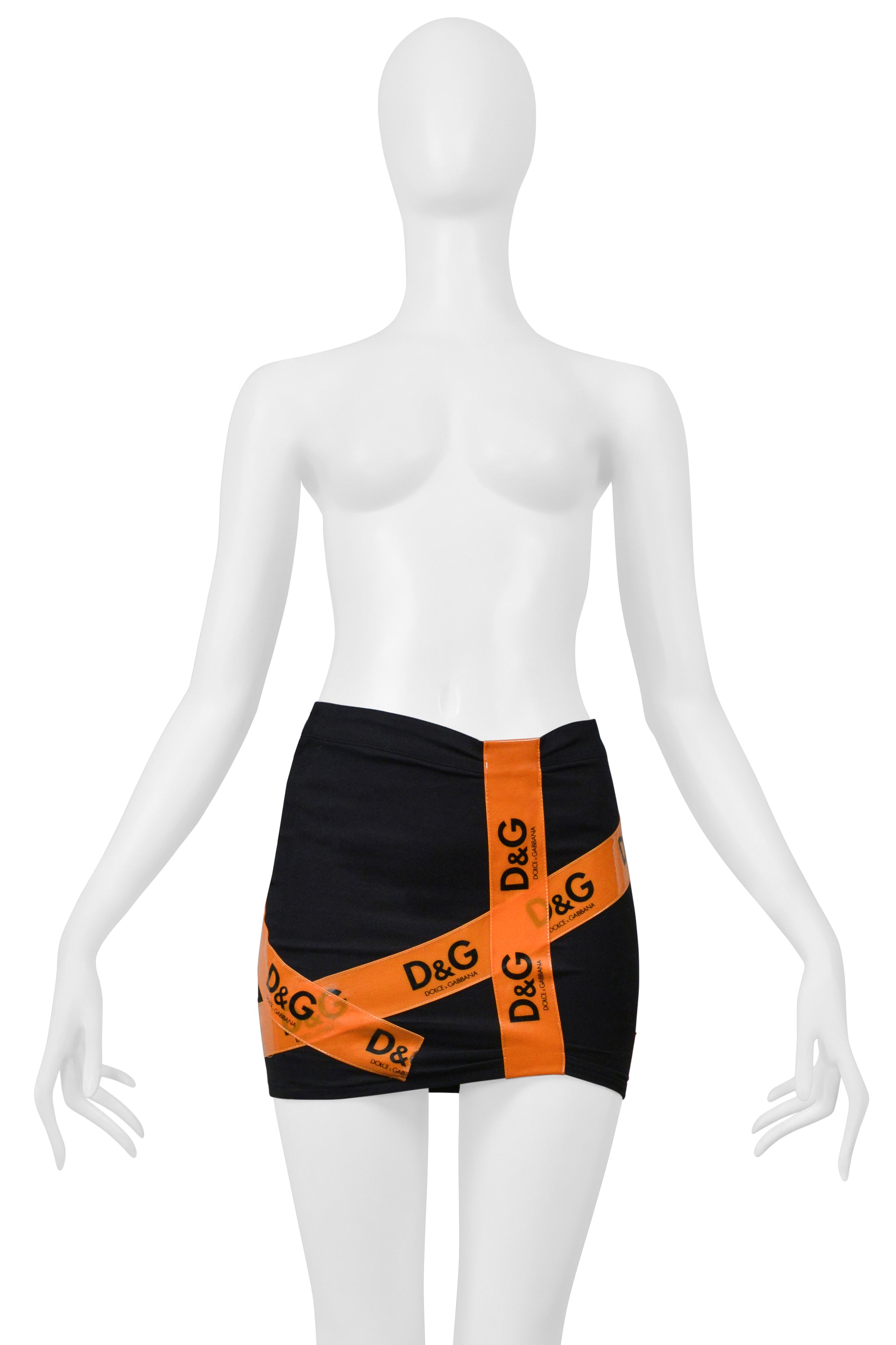 DOLCE & GABBANA D&G BLACK TANK AND SKIRT WITH ORANGE TAPE ENSEMBLE