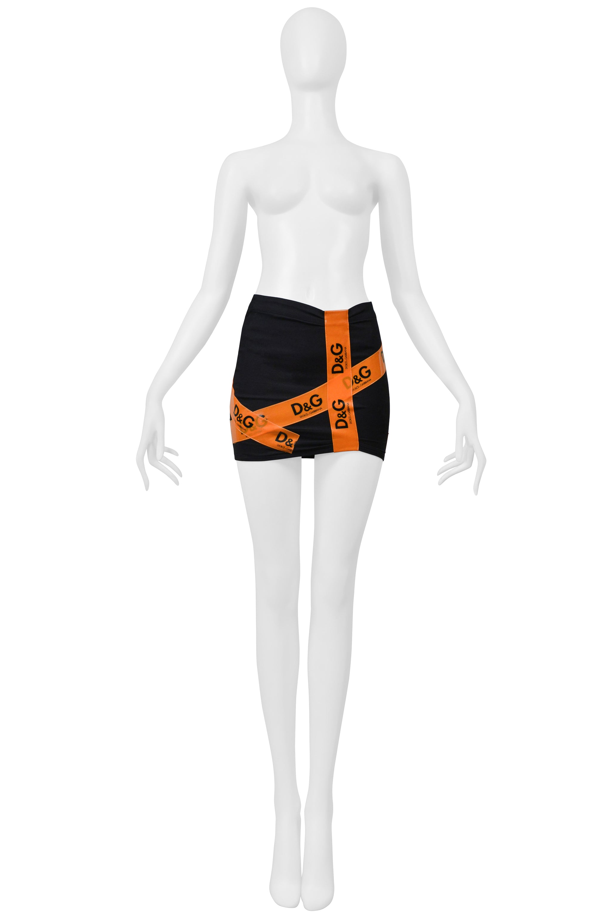 DOLCE & GABBANA D&G BLACK TANK AND SKIRT WITH ORANGE TAPE ENSEMBLE