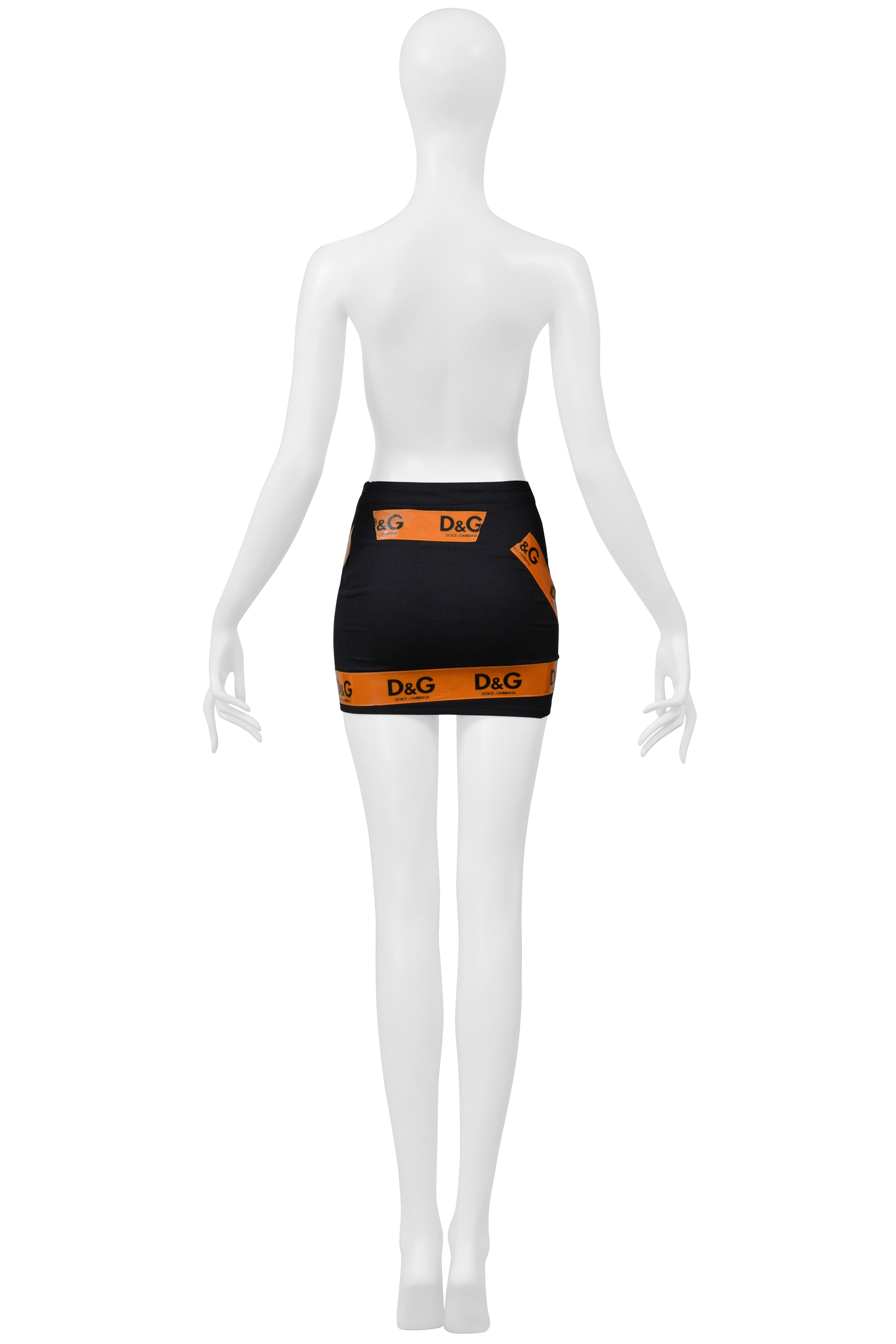 DOLCE & GABBANA D&G BLACK TANK AND SKIRT WITH ORANGE TAPE ENSEMBLE