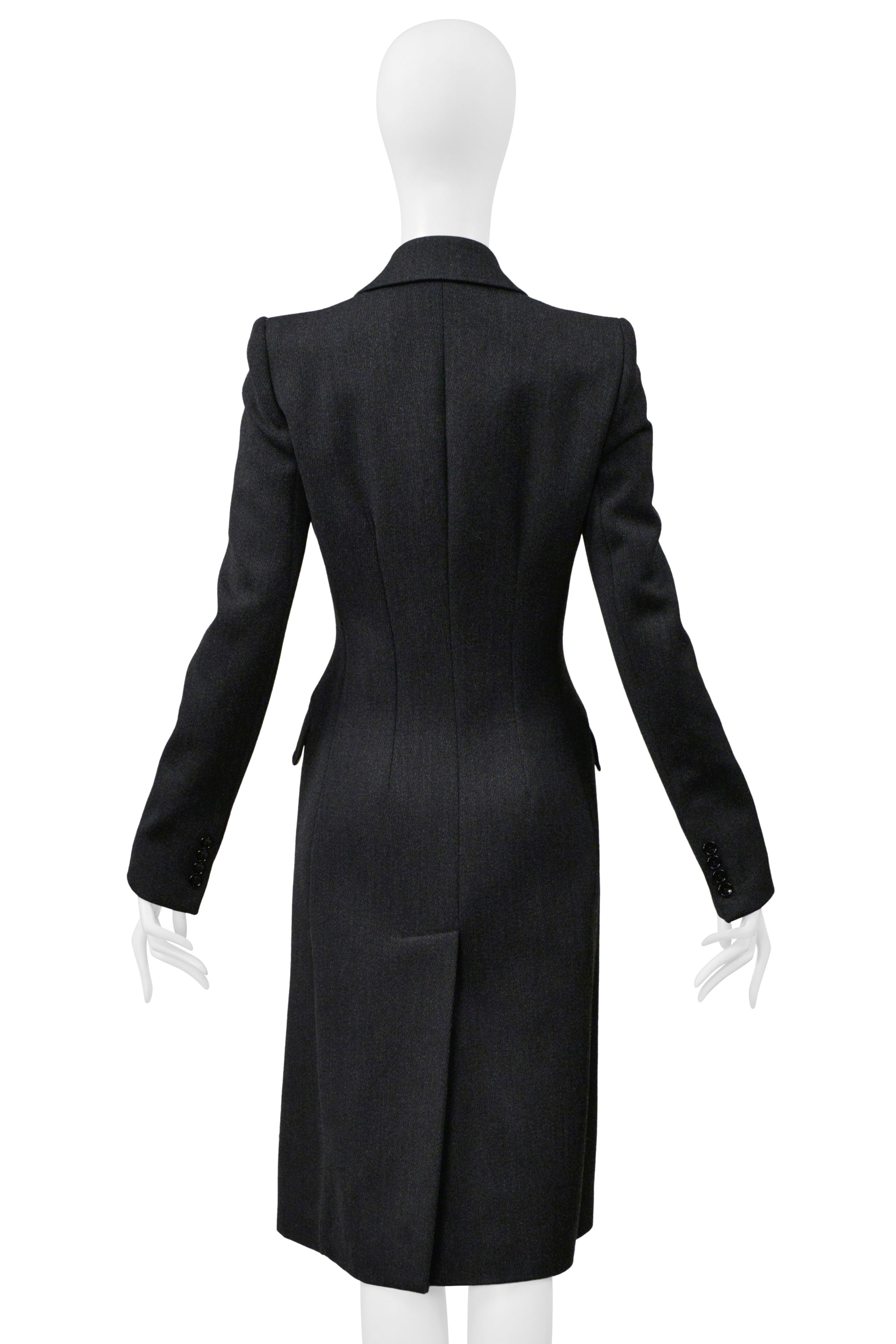 DOLCE AND GABBANA D&G GREY WOOL DOUBLE BREASTED OVERCOAT