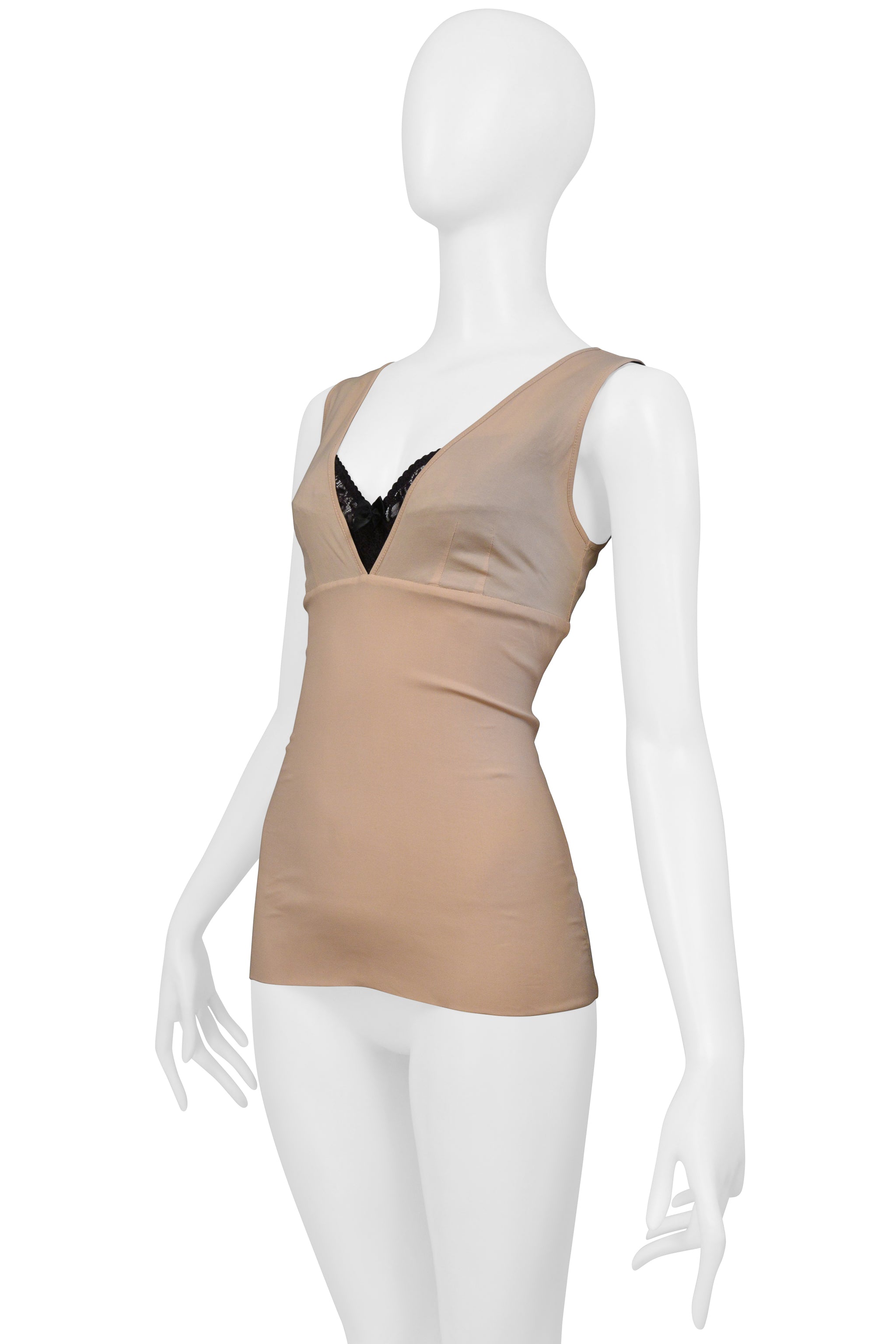DOLCE & GABBANA D&G TANK CAMISOLE WITH BLACK LACE