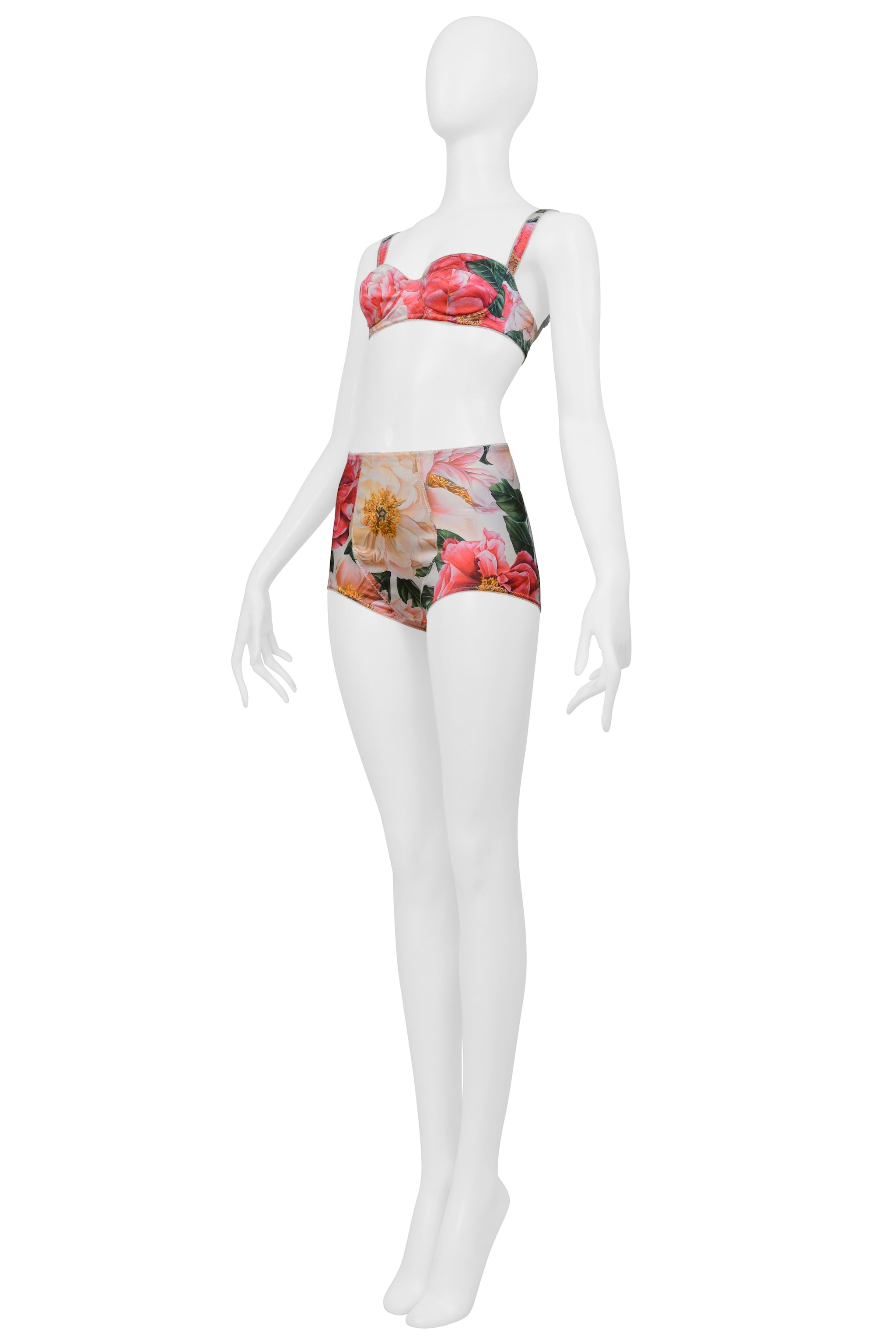 DOLCE & GABBANA FLORAL BRA TOP AND HOT PANT ENSEMBLE