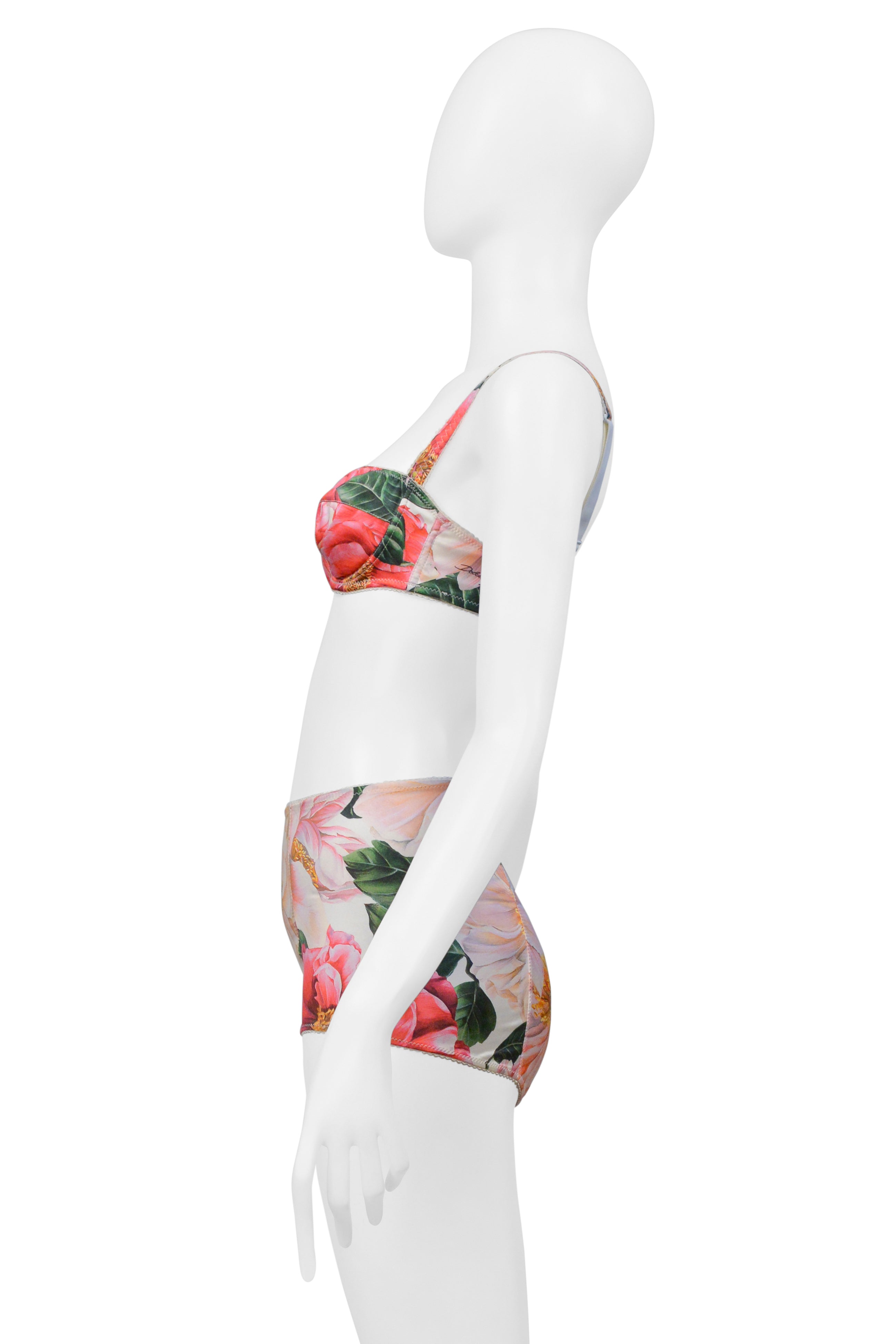DOLCE & GABBANA FLORAL BRA TOP AND HOT PANT ENSEMBLE