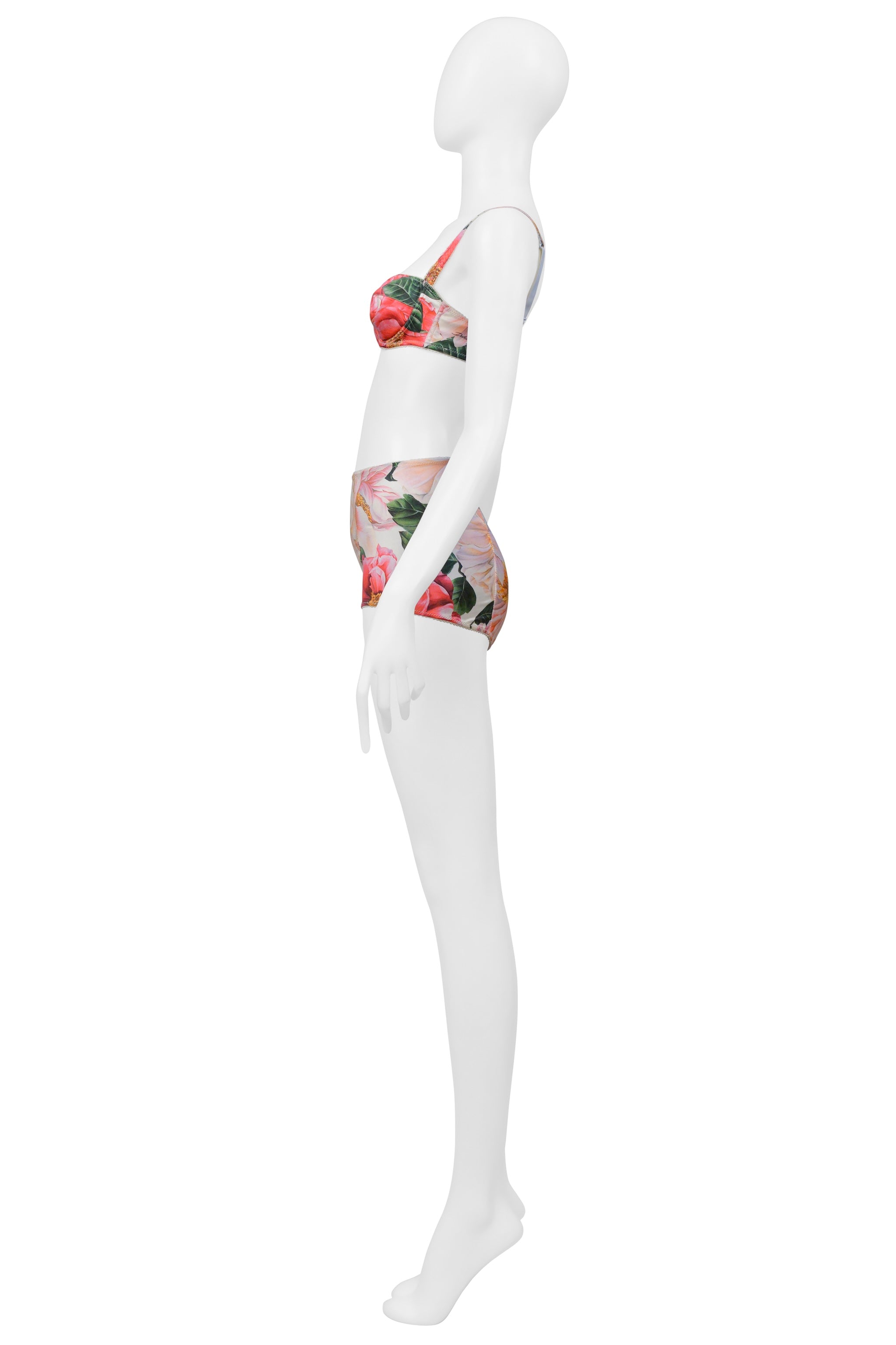 DOLCE & GABBANA FLORAL BRA TOP AND HOT PANT ENSEMBLE