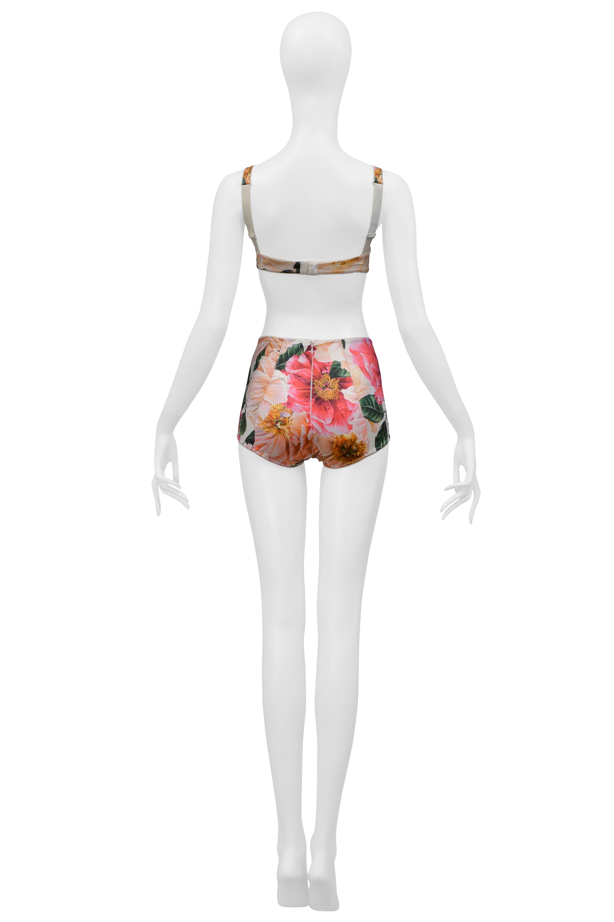 DOLCE & GABBANA FLORAL BRA TOP AND HOT PANT ENSEMBLE