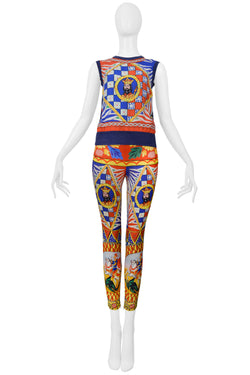 DOLCE & GABBANA KING & CARRETTO KING & QUEEN PRINT ENSEMBLE TOP AND PANTS