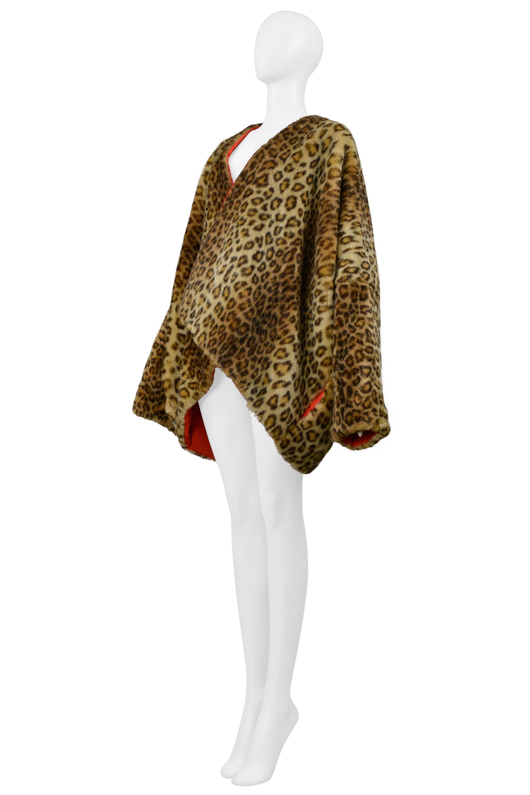 DOLCE & GABBANA FAUX FUR LEOPARD PRINT COAT WITH RED LINING 1991