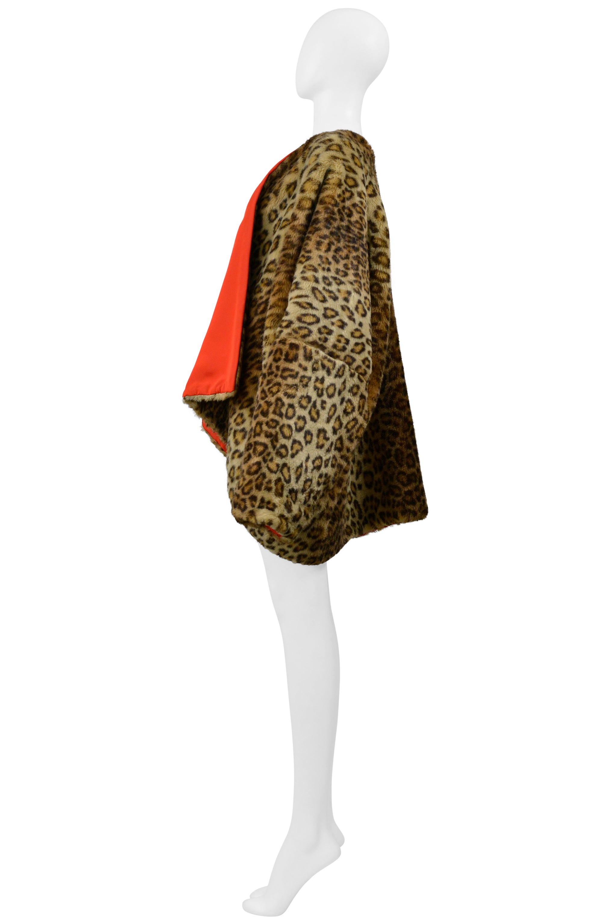 DOLCE & GABBANA FAUX FUR LEOPARD PRINT COAT WITH RED LINING 1991