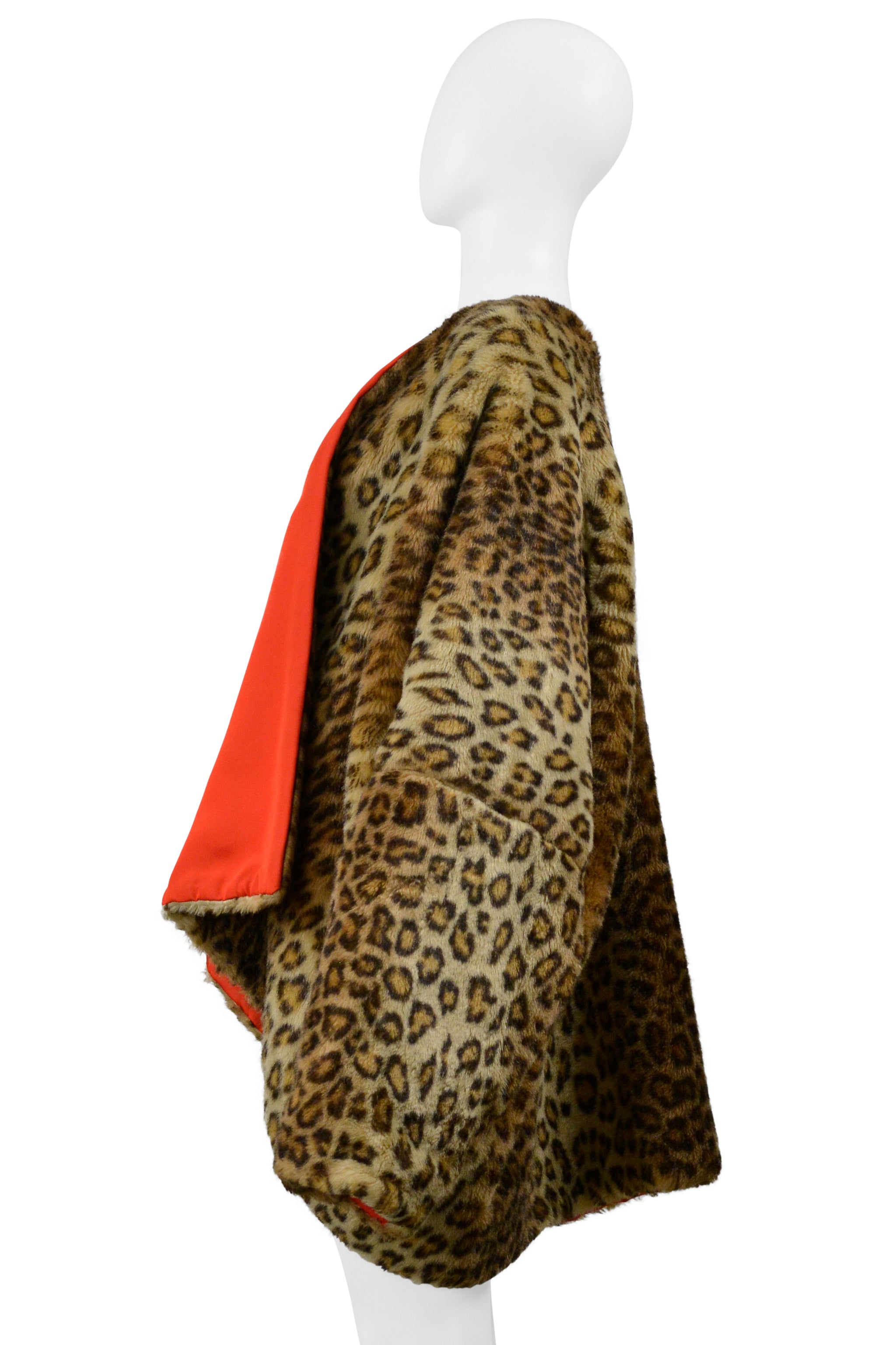 DOLCE & GABBANA FAUX FUR LEOPARD PRINT COAT WITH RED LINING 1991