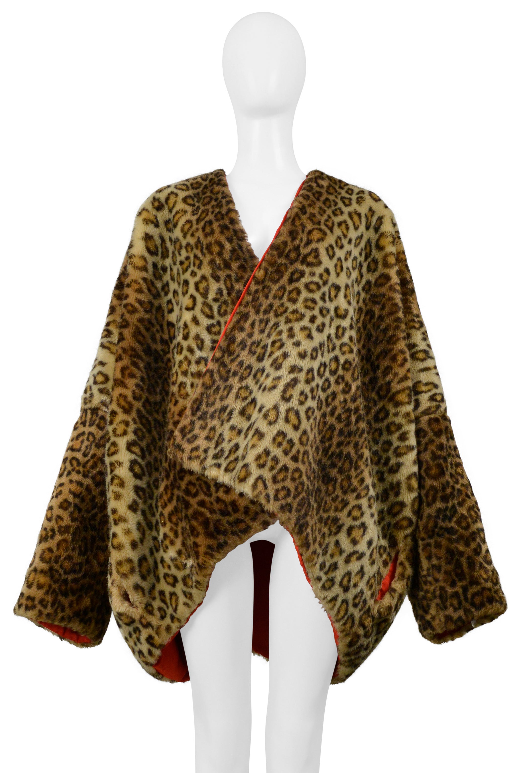 DOLCE & GABBANA FAUX FUR LEOPARD PRINT COAT WITH RED LINING 1991
