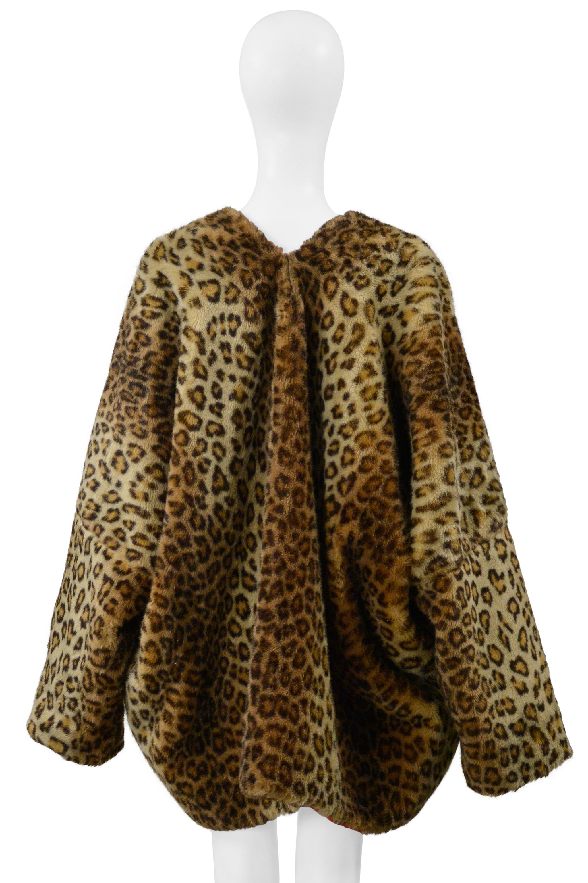 DOLCE & GABBANA FAUX FUR LEOPARD PRINT COAT WITH RED LINING 1991