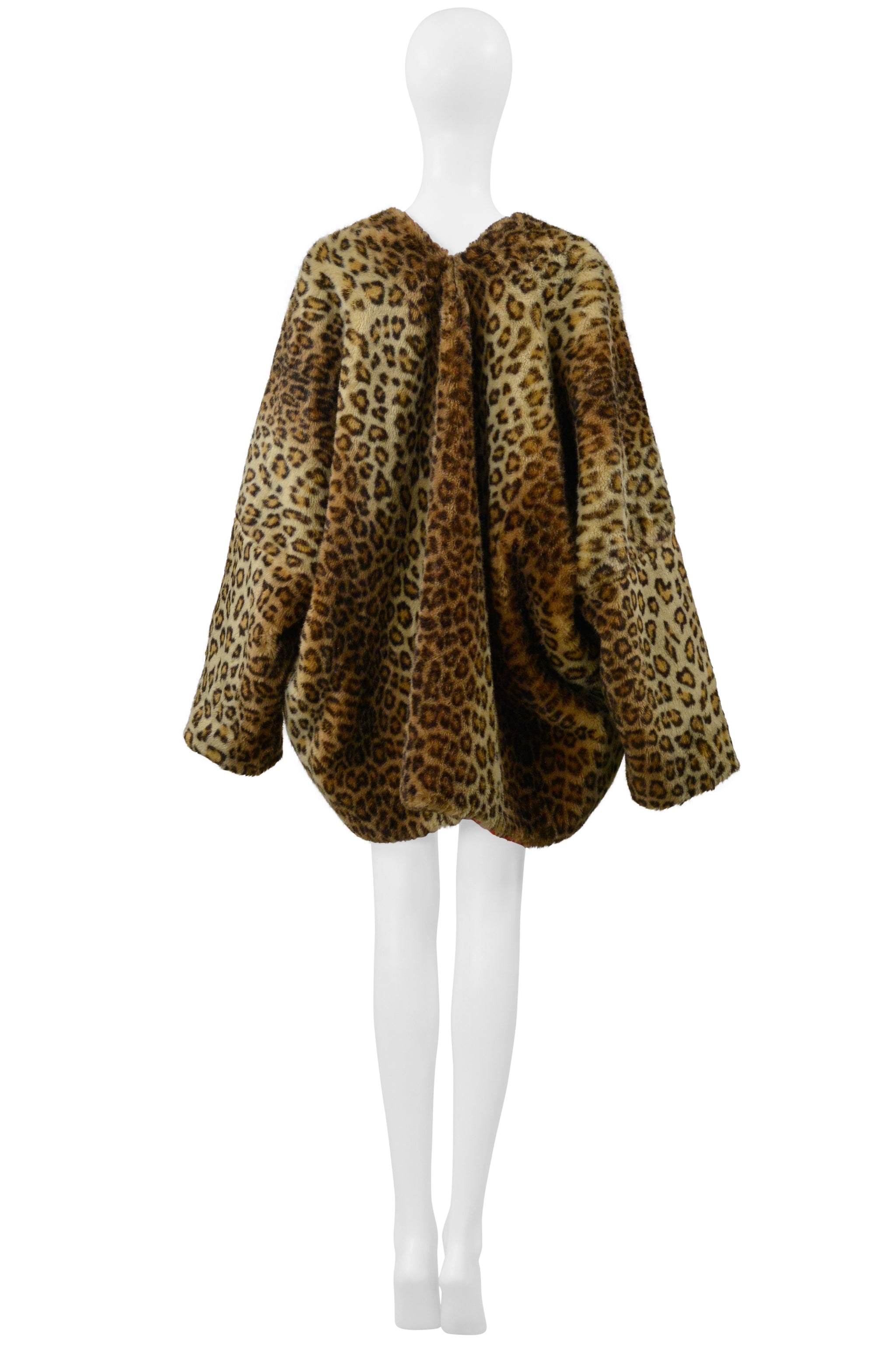 DOLCE & GABBANA FAUX FUR LEOPARD PRINT COAT WITH RED LINING 1991