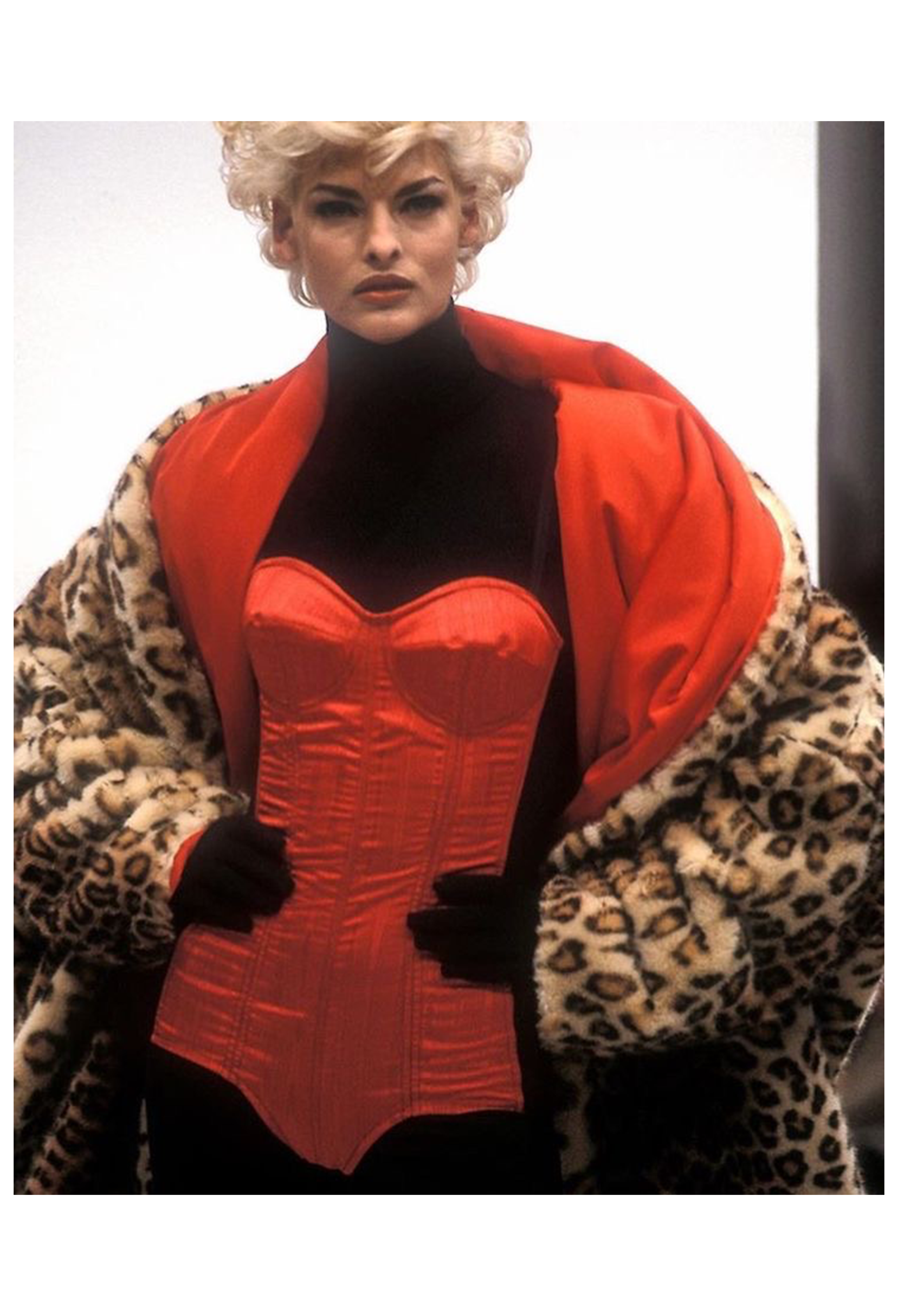 DOLCE & GABBANA FAUX FUR LEOPARD PRINT COAT WITH RED LINING 1991