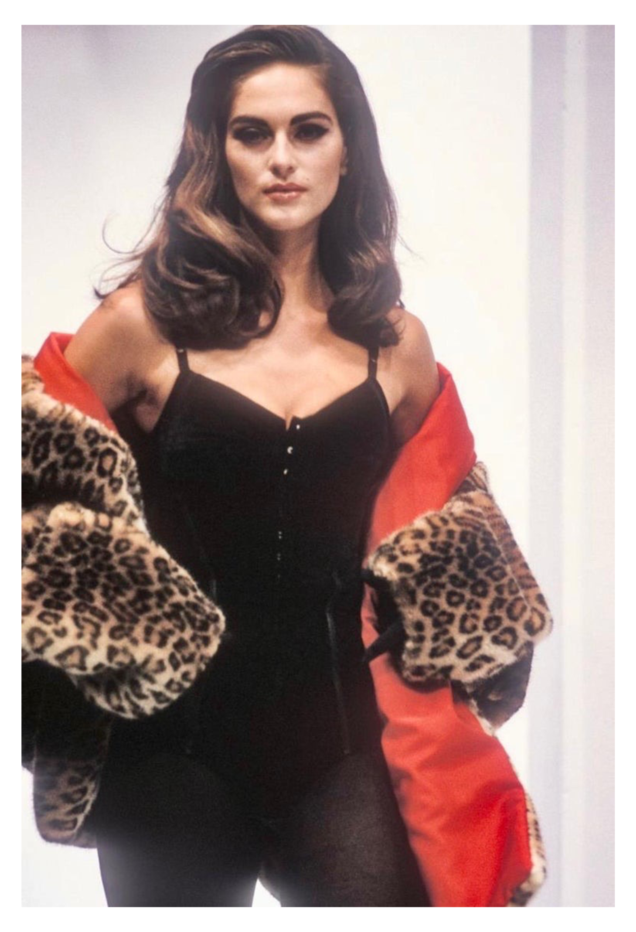 DOLCE & GABBANA FAUX FUR LEOPARD PRINT COAT WITH RED LINING 1991