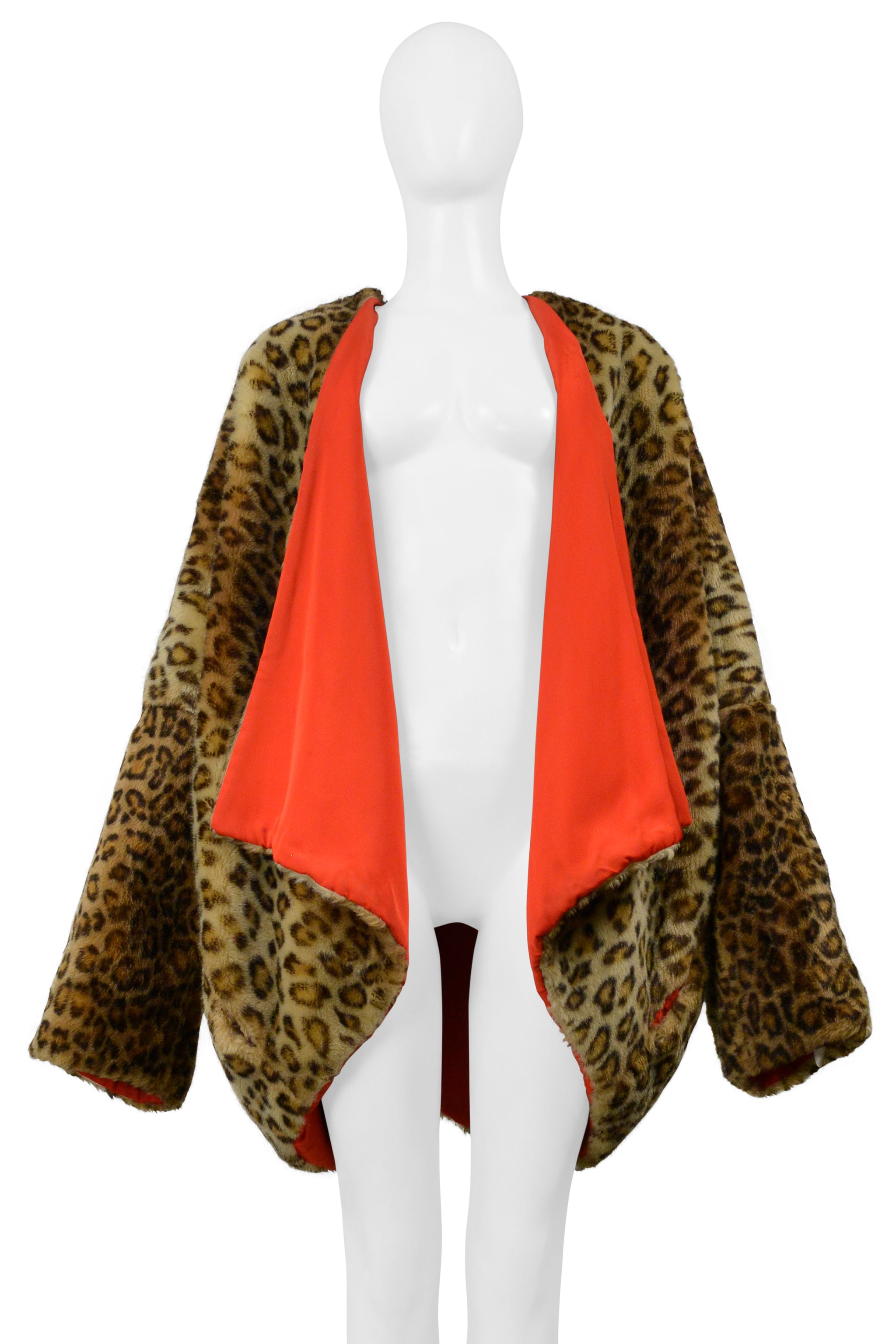 DOLCE & GABBANA FAUX FUR LEOPARD PRINT COAT WITH RED LINING 1991