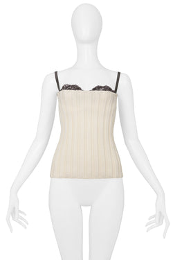 DOLCE & GABBANA OFF WHITE KNIT CORSET WITH ATTACHED BRA 1999