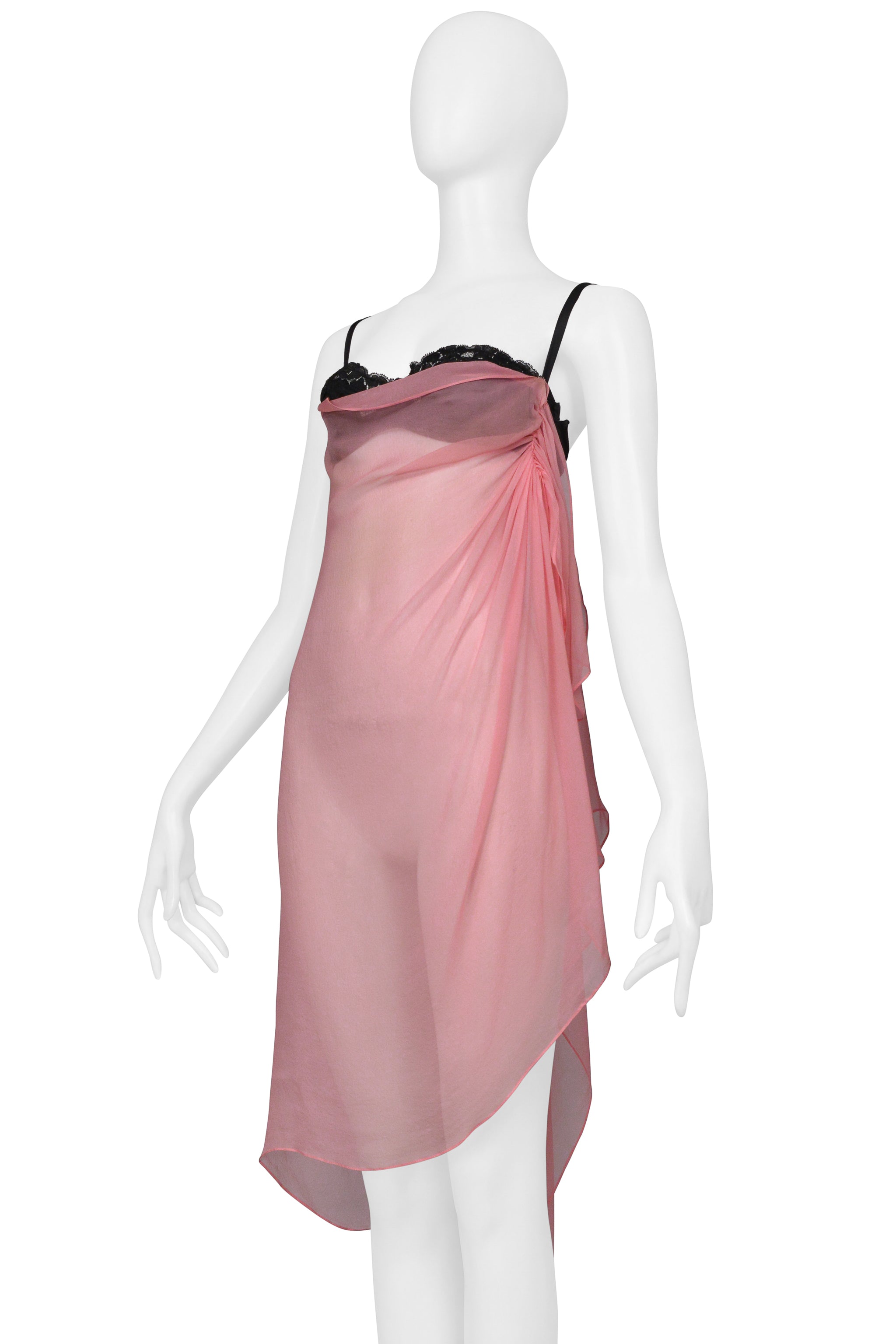 DOLCE & GABBANA PINK CHIFFON DRESS WITH BLACK BRA 2002