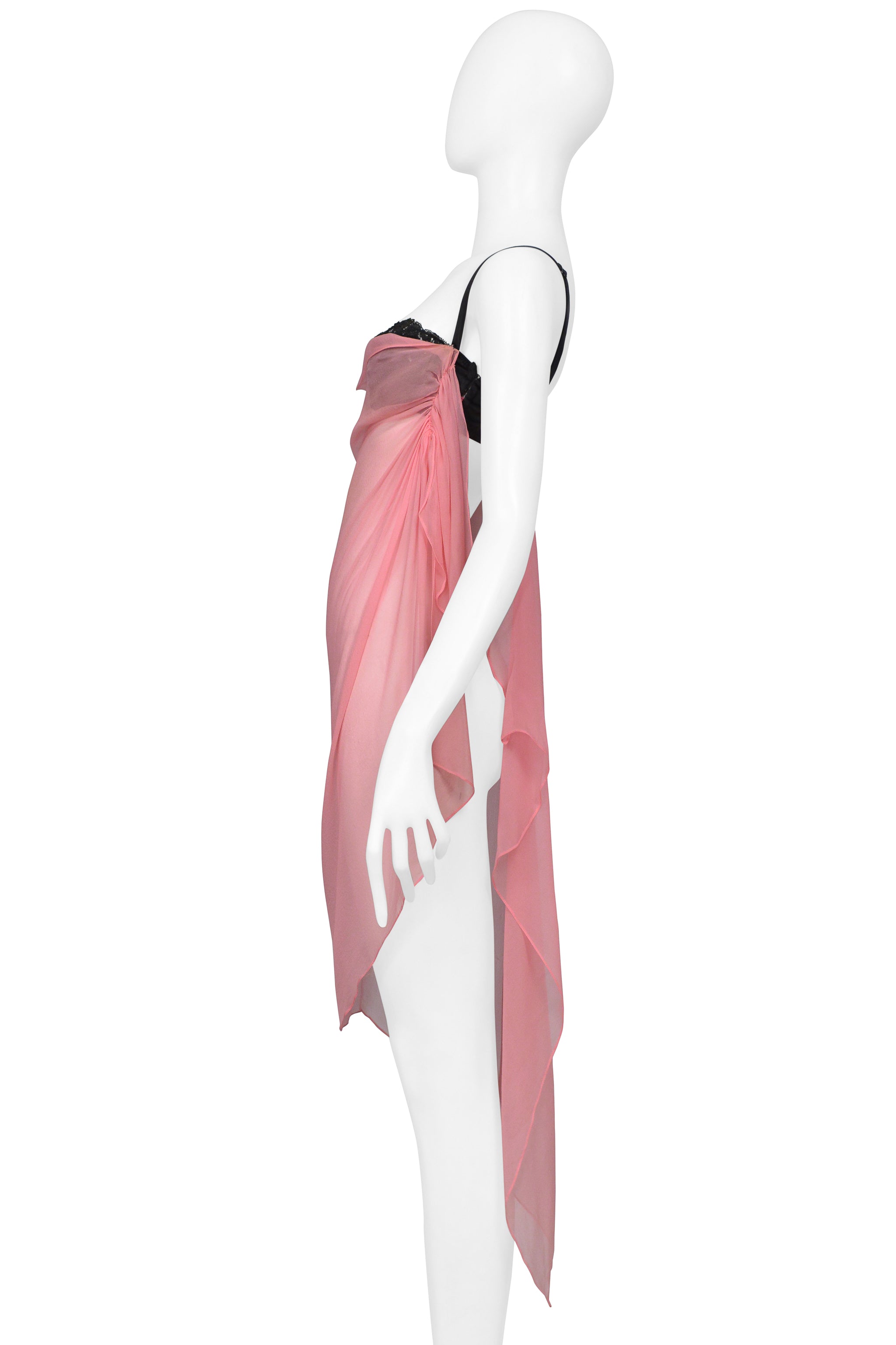 DOLCE & GABBANA PINK CHIFFON DRESS WITH BLACK BRA 2002
