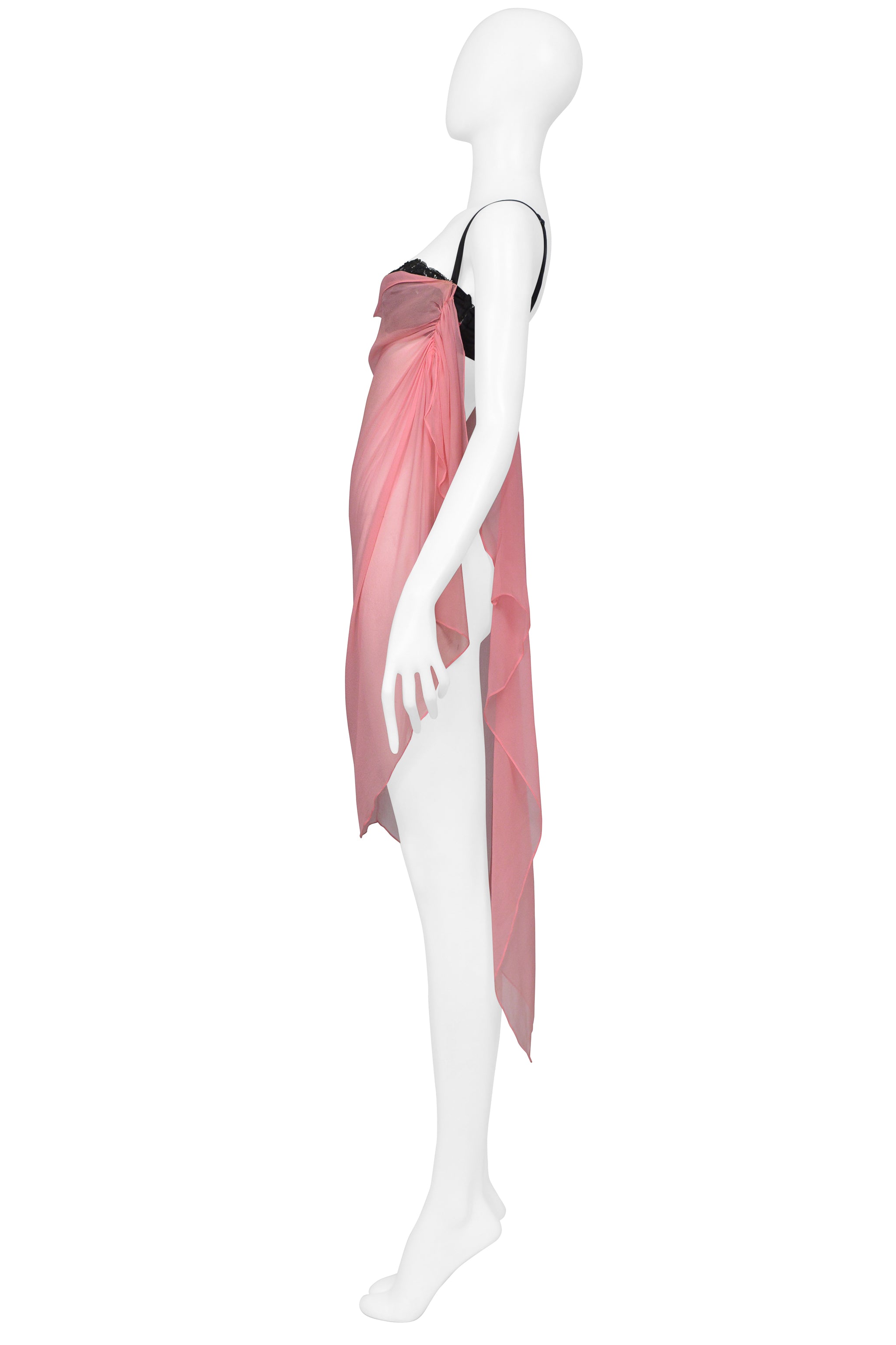 DOLCE & GABBANA PINK CHIFFON DRESS WITH BLACK BRA 2002