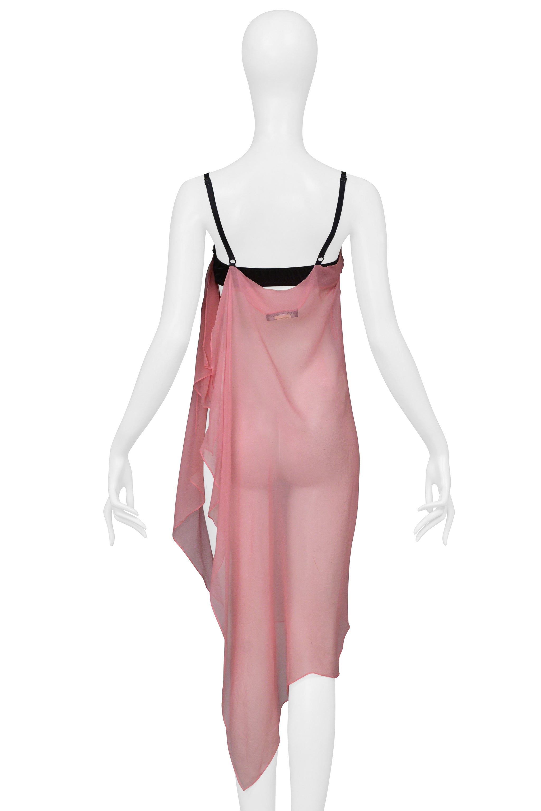 DOLCE & GABBANA PINK CHIFFON DRESS WITH BLACK BRA 2002