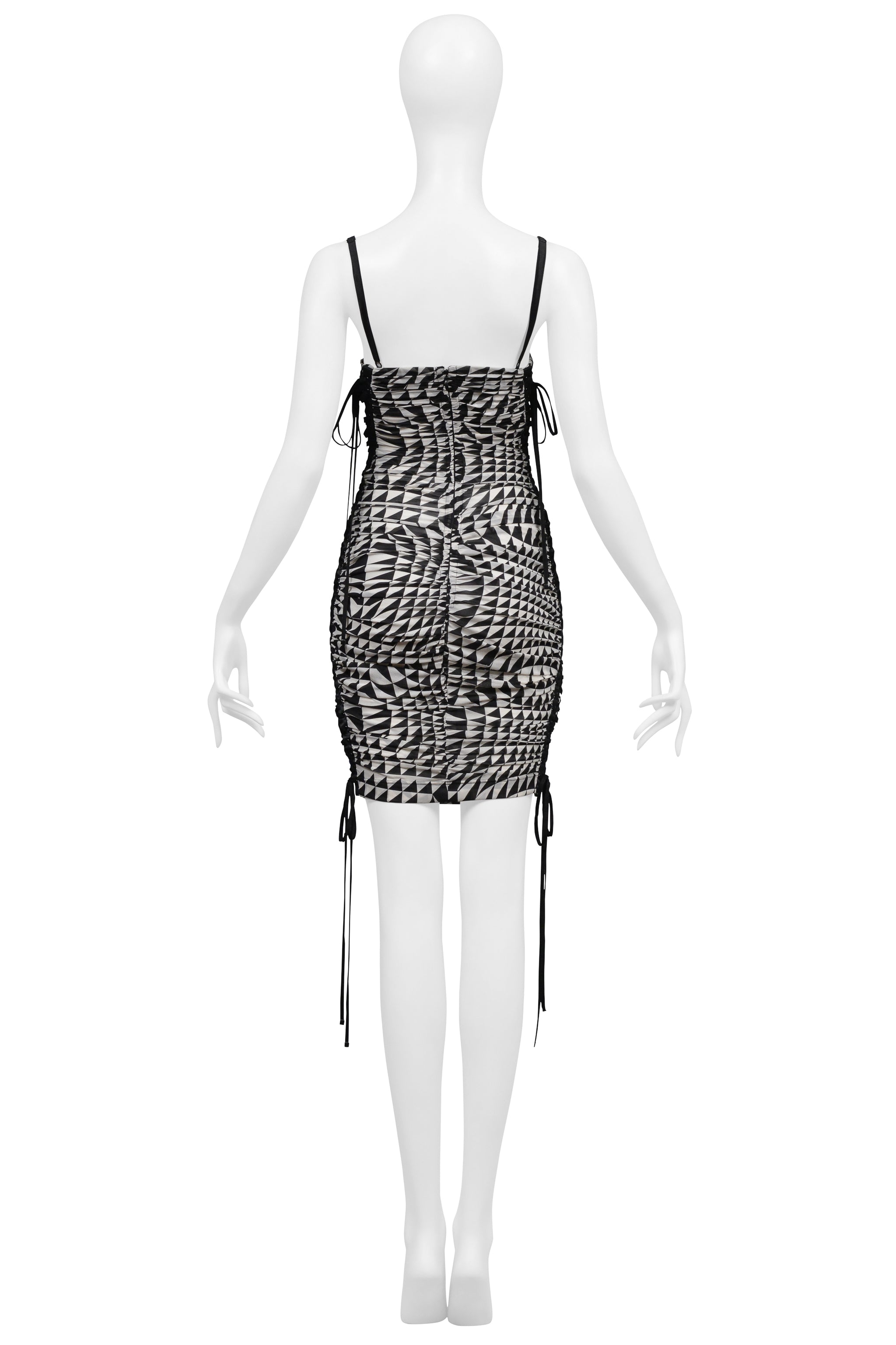 DOLCE & GABBANA BLACK & WHITE OPTICAL SHOCK PRINT CORSET DRESS 2003