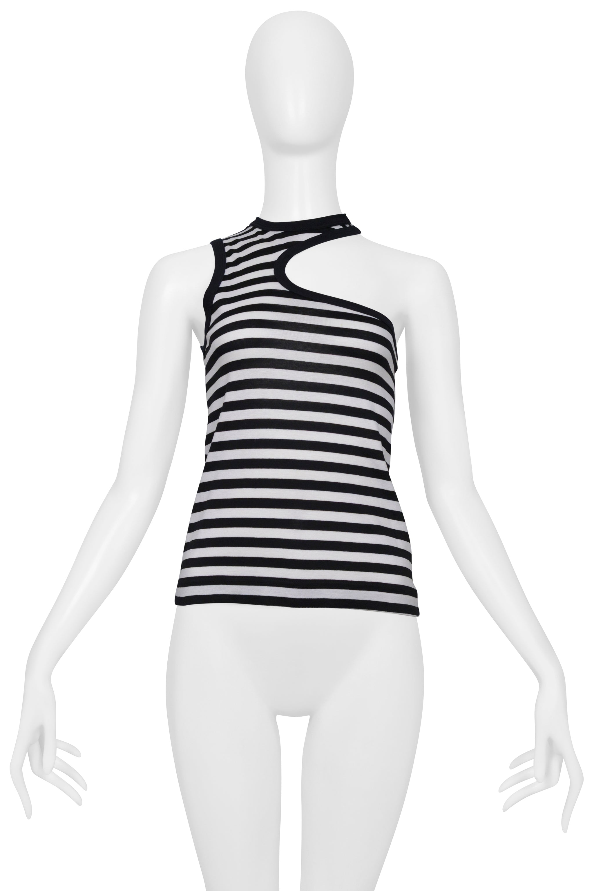 DOLCE & GABBANA BLACK & WHITE STRIPED CUTOUT TANK TOP 2003