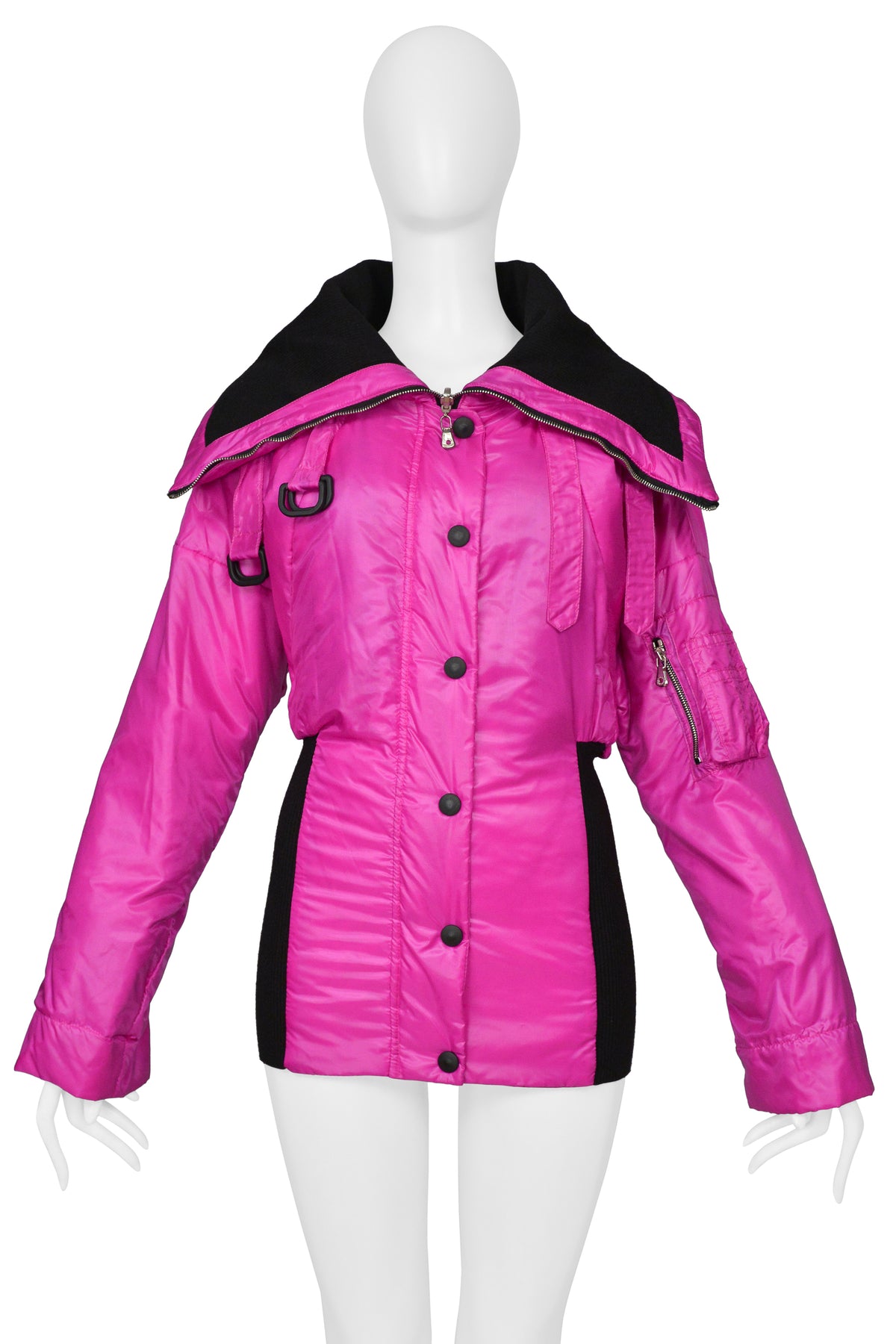 DOLCE & GABBANA HOT PINK NYLON BOMBER JACKET WITH BLACK TRIM