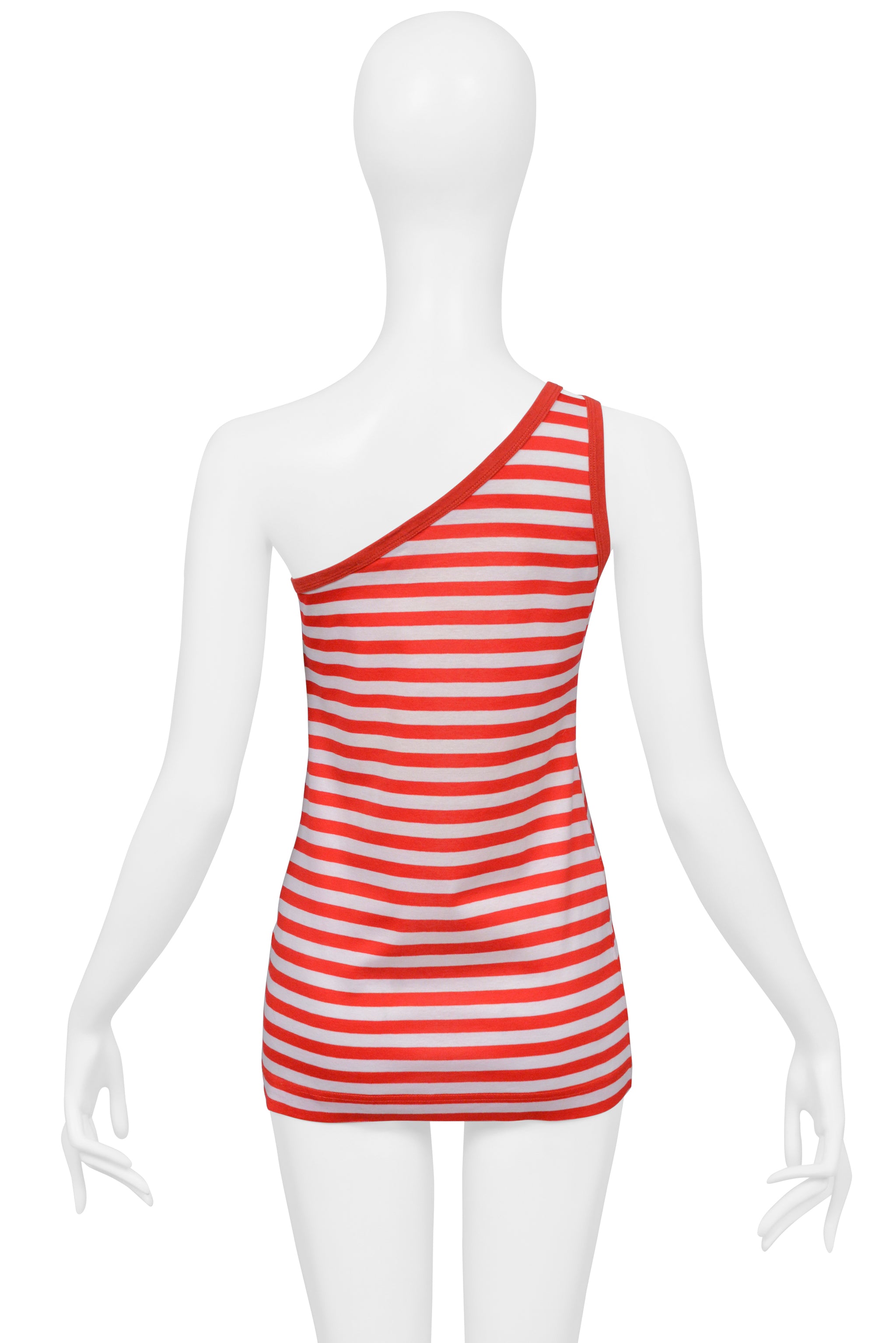 DOLCE & GABBANA RED & WHITE STRIPED ASYMMETRICAL TANK TOP 2003