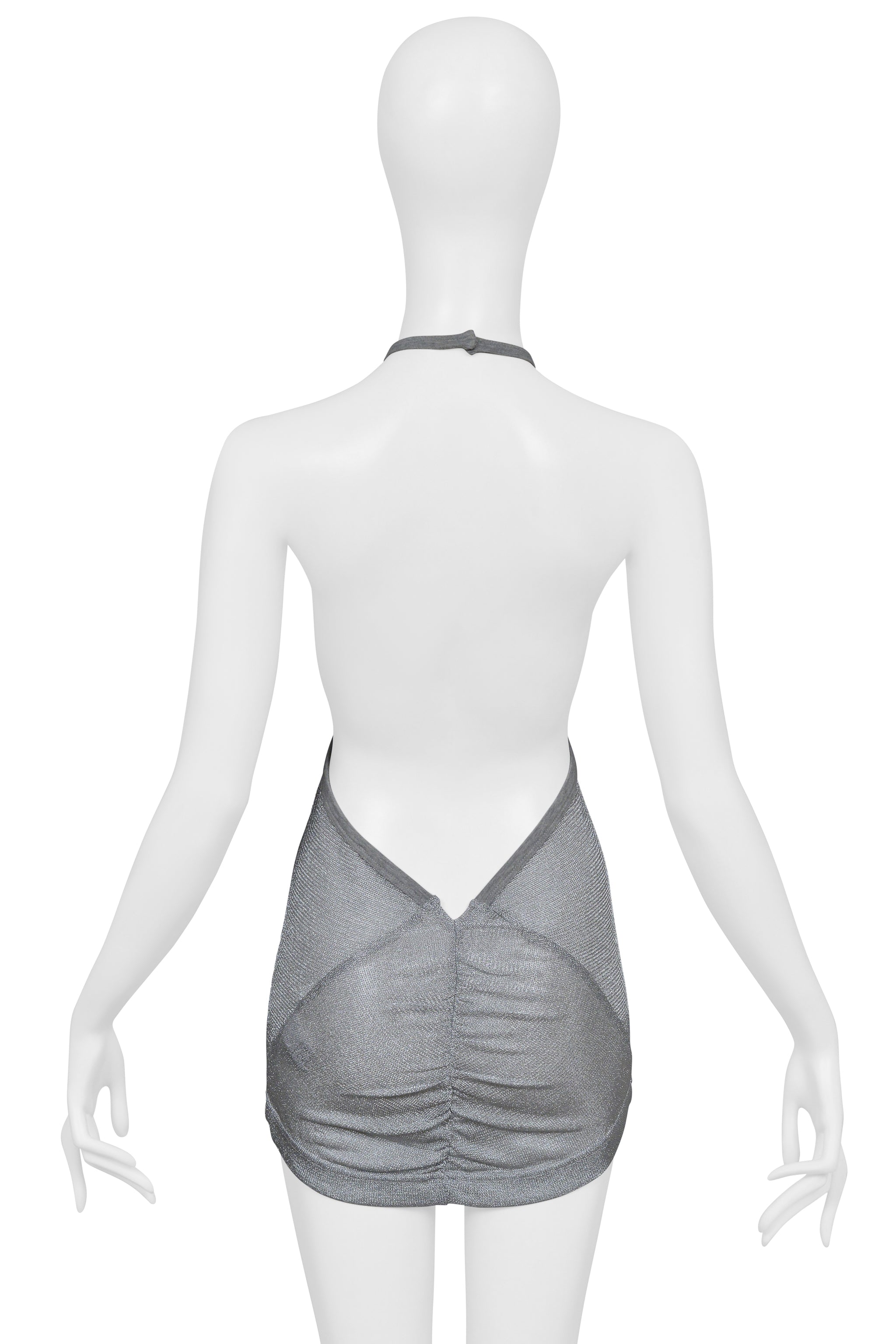 DOLCE & GABBANA SILVER LAME RACER BACK TANK WITH GATHERS AT THE BACK 2003