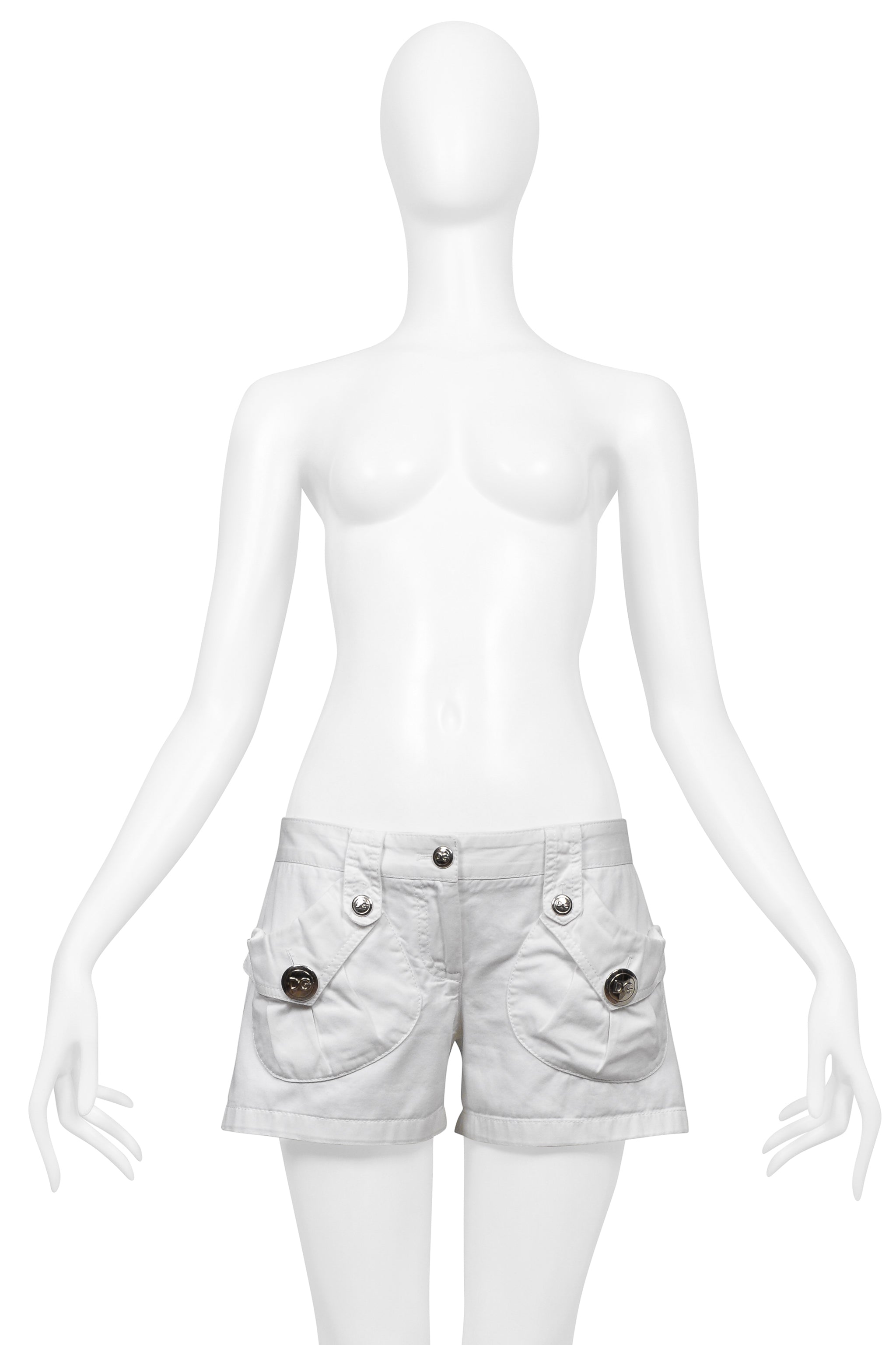 DOLCE & GABBANA WHITE COTTON SUPER MINI SHORTS 2003